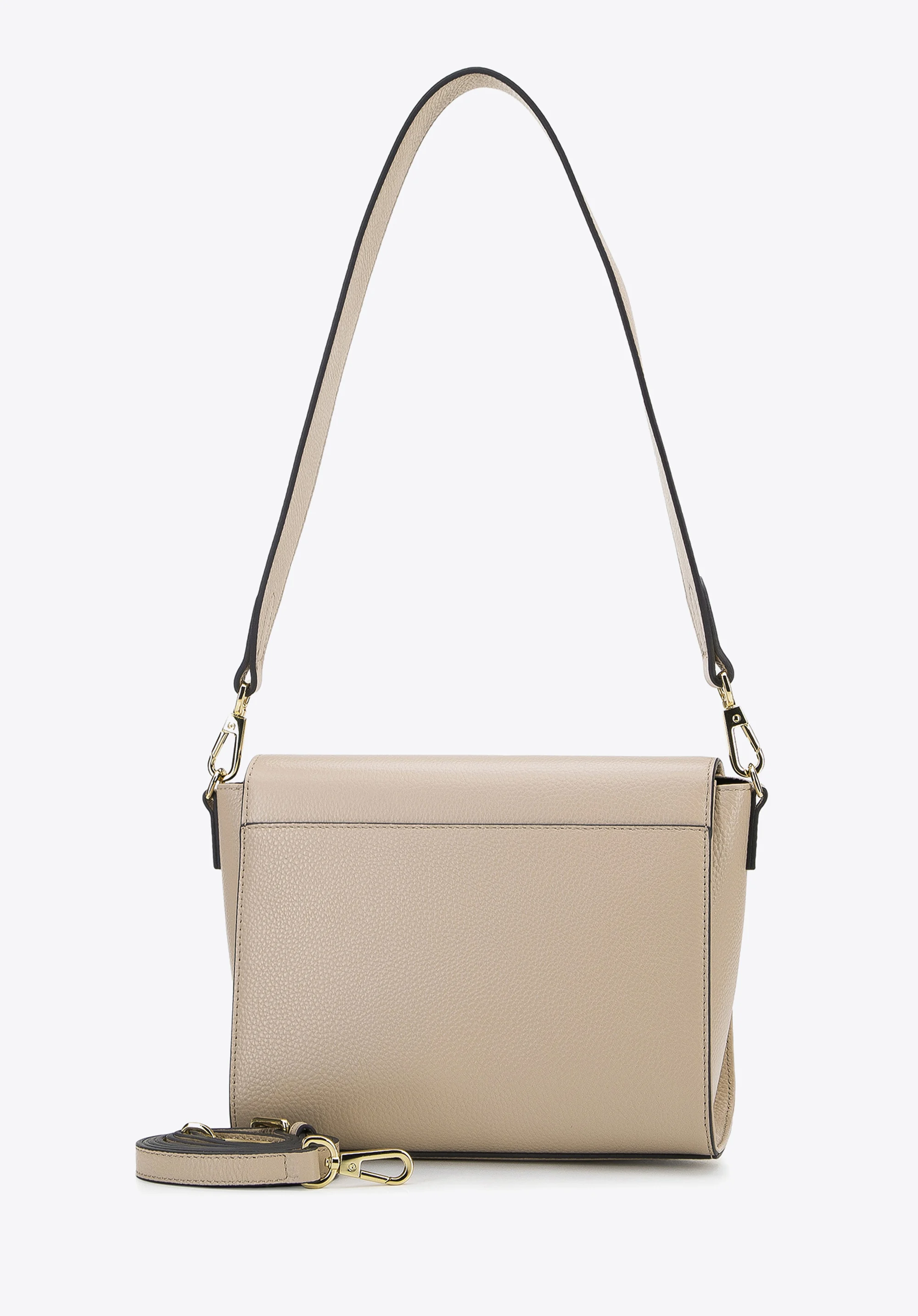 Damska torebka skórzana z klapą o nieregularnym kształcie