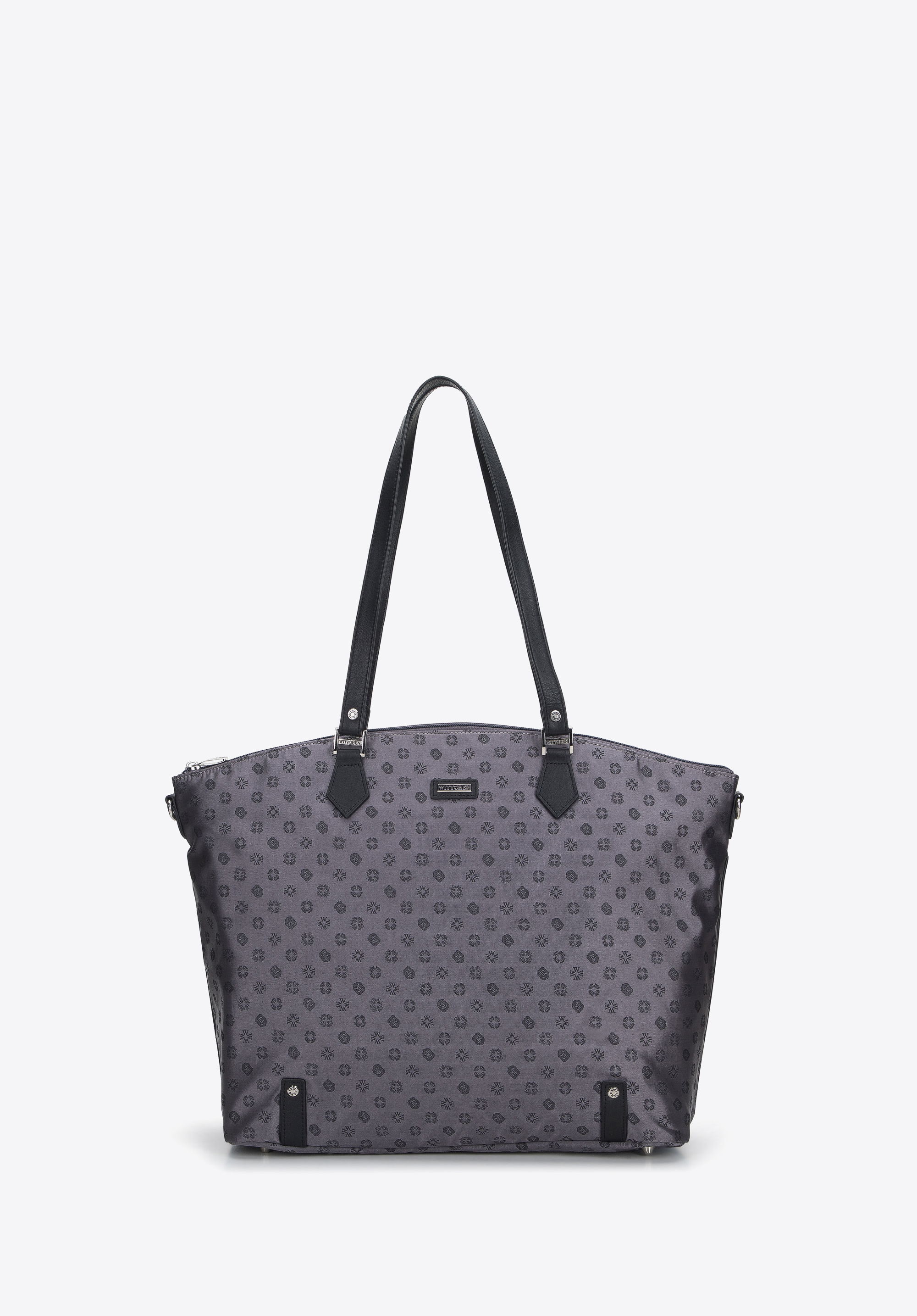 Torebka shopperka z żakardu i skóry