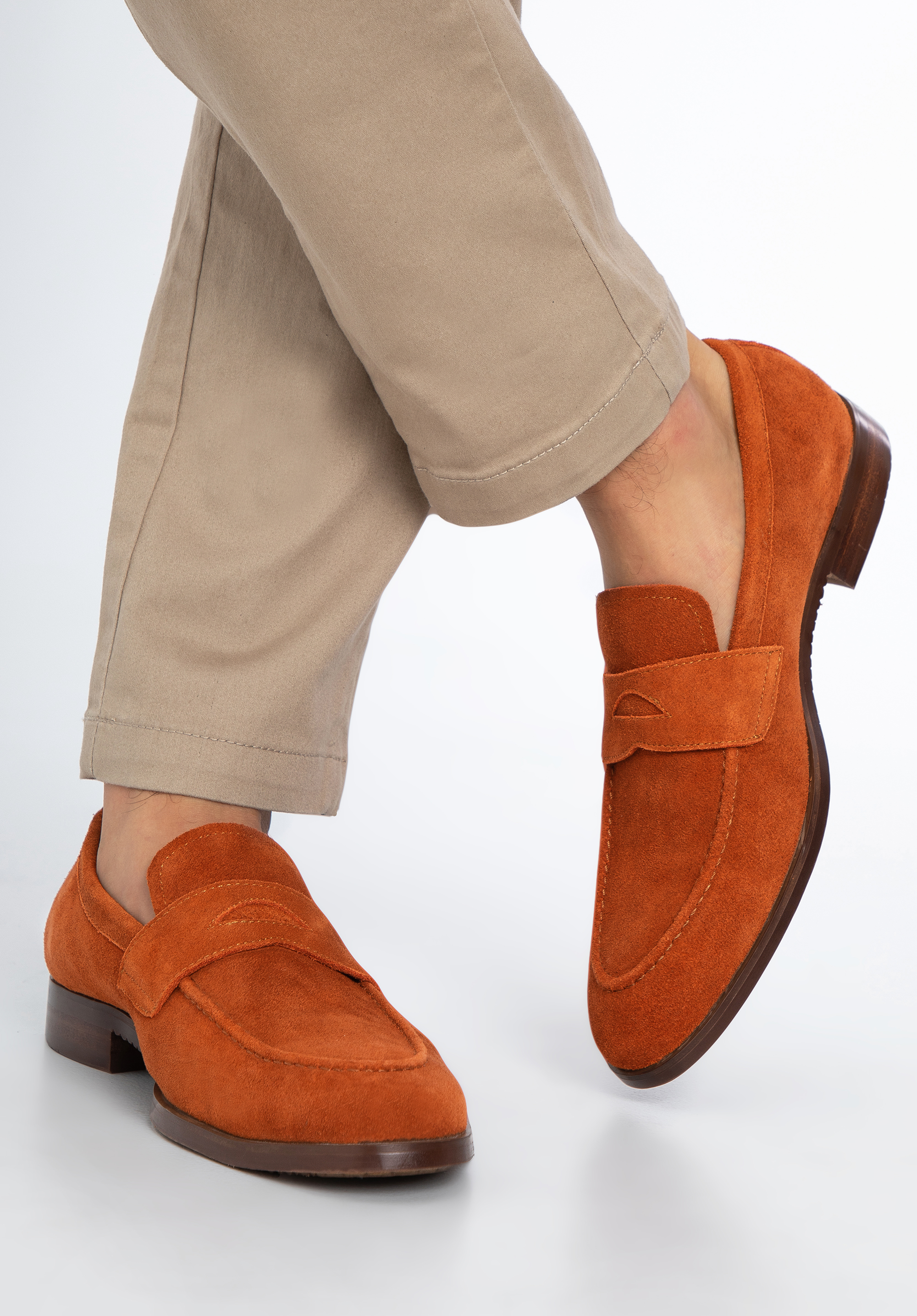 Męskie mokasyny pensówki zamszowe klasyczne