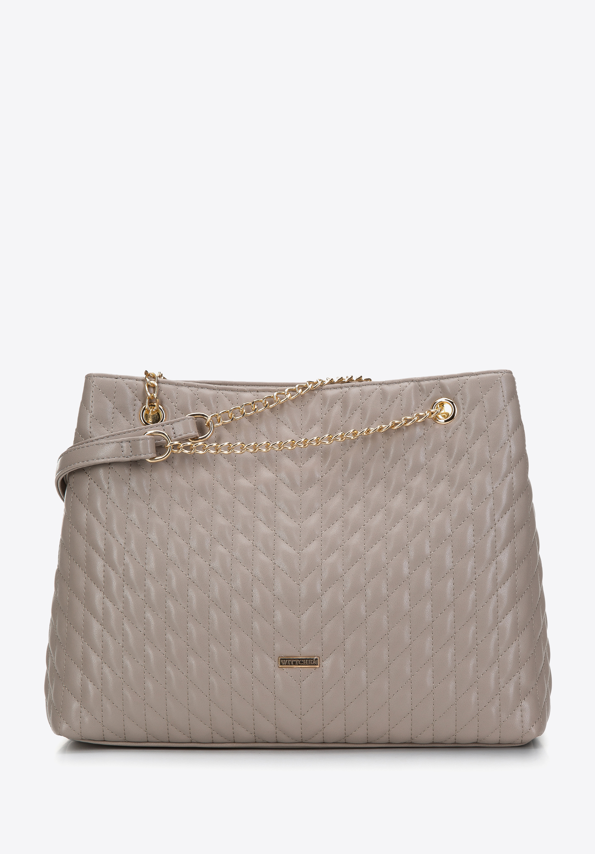 Torebka shopperka pikowana w jodełkę