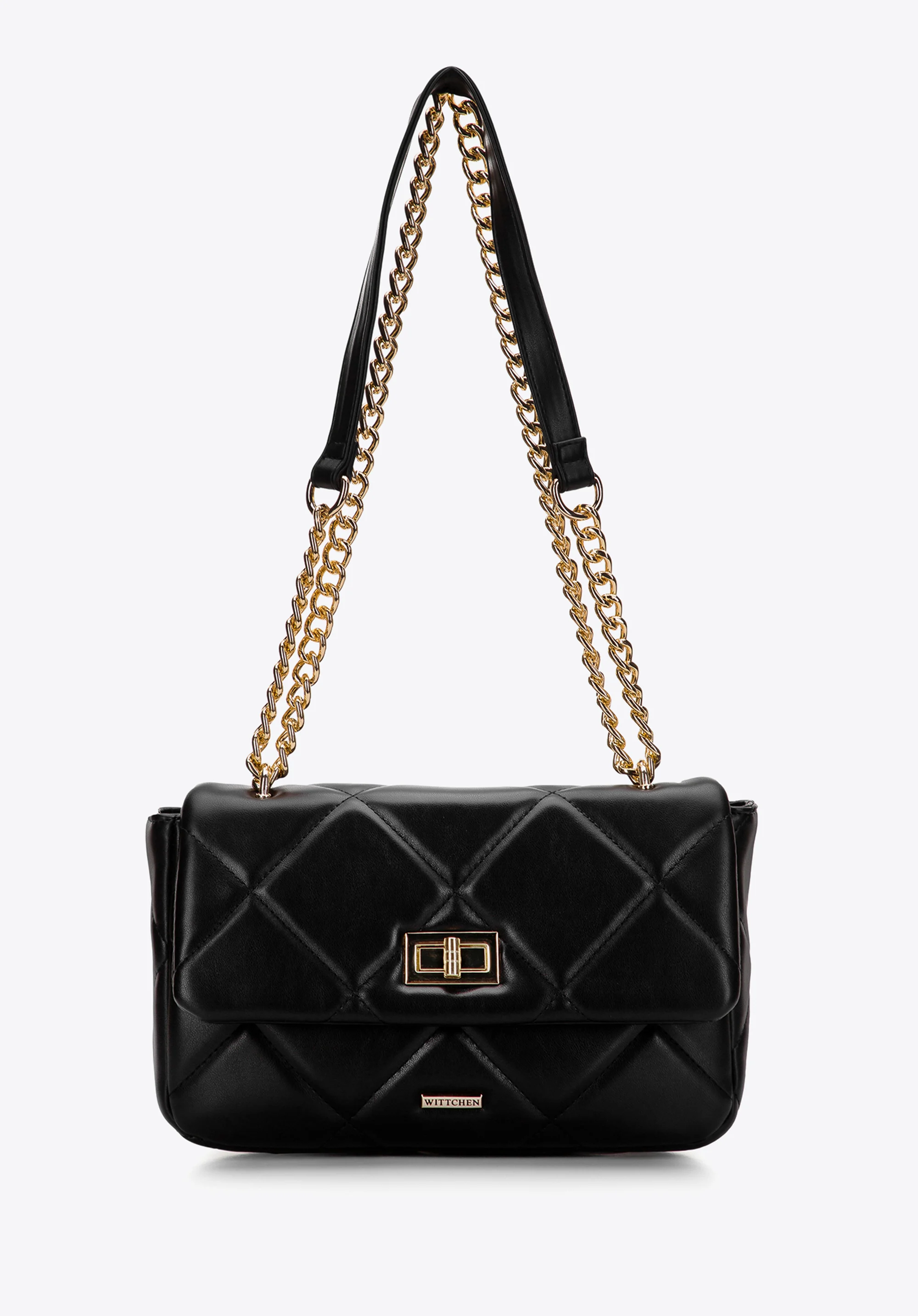 Damska torebka pikowana w kwadraty na łańcuszku