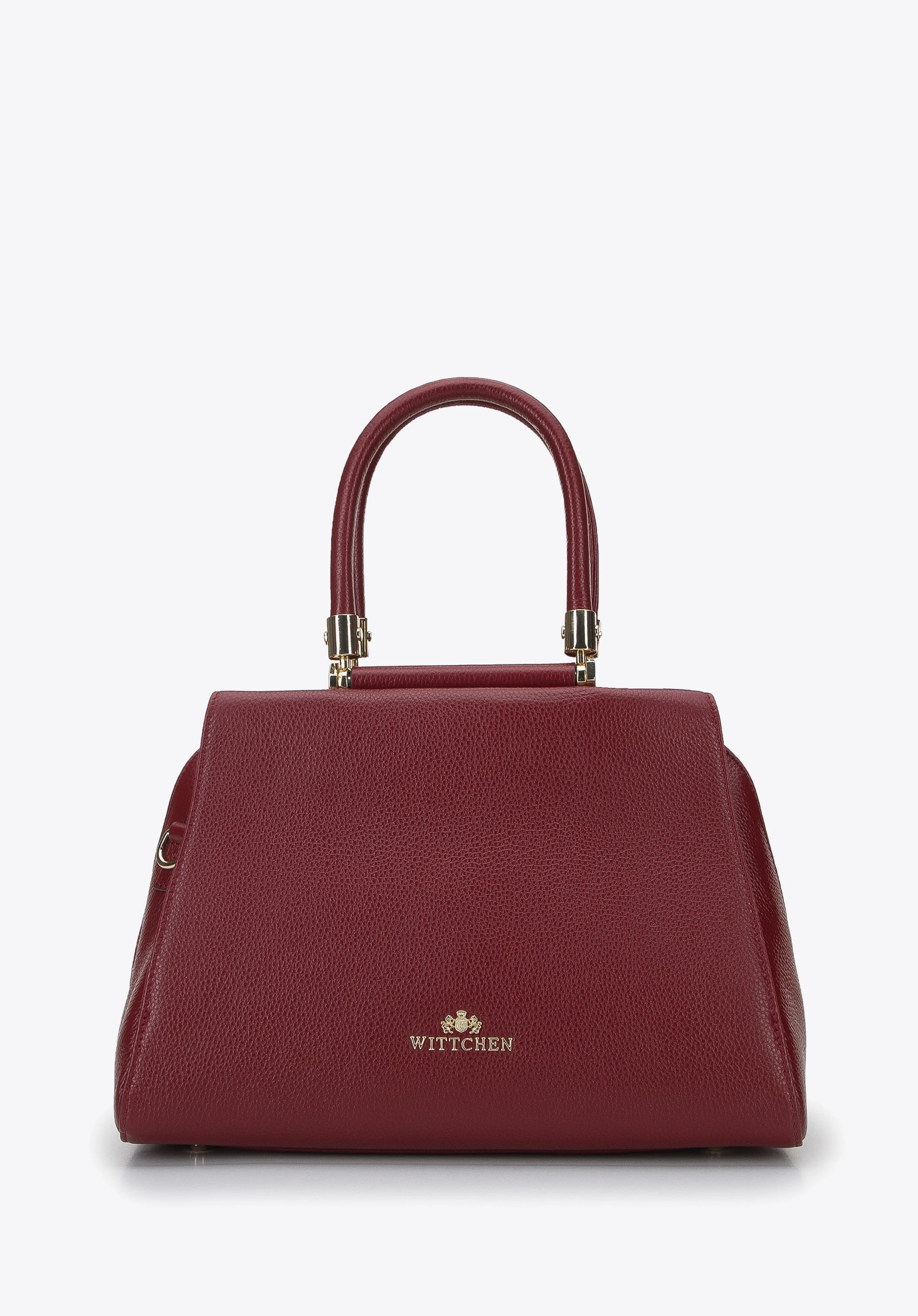 Torebka kuferek skórzana z geometrycznymi okuciami