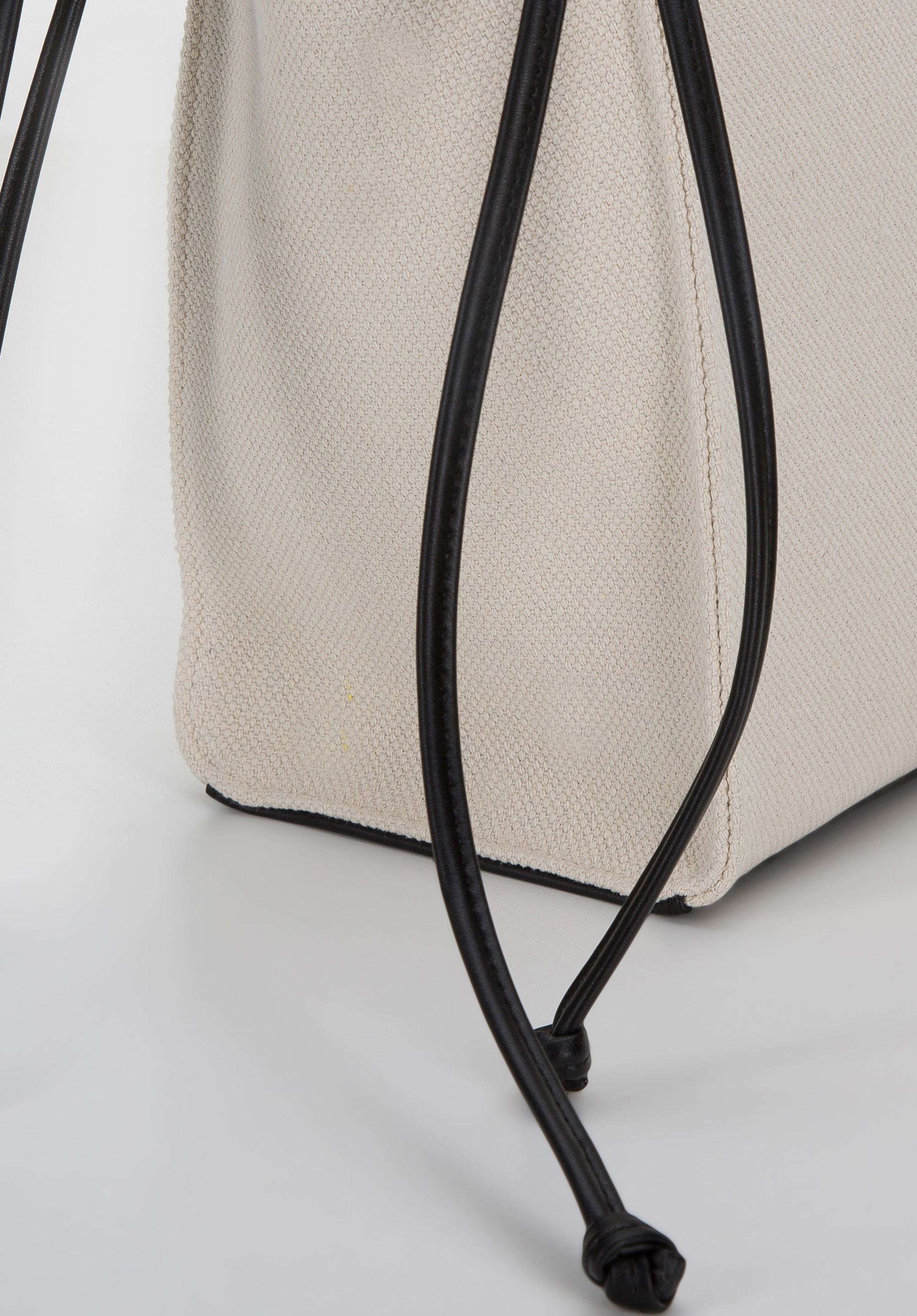 Torebka shopperka z bawełny z troczkami z ekoskóry