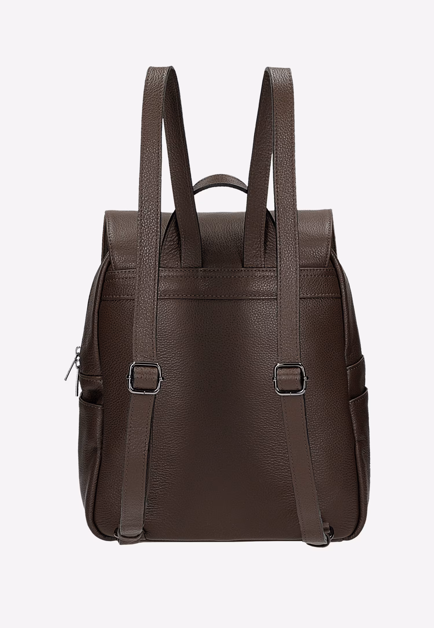 Beżowy skórzany plecak miejski z klapką