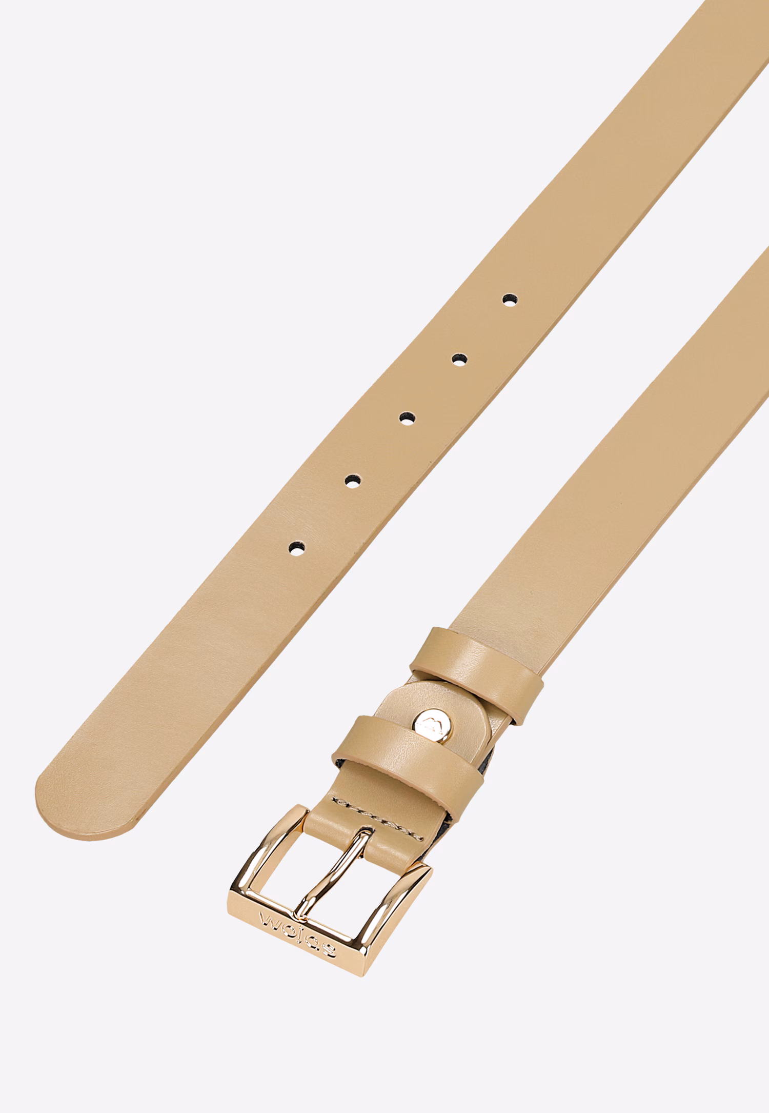 Beżowy pasek damski z dwoiny welurowej