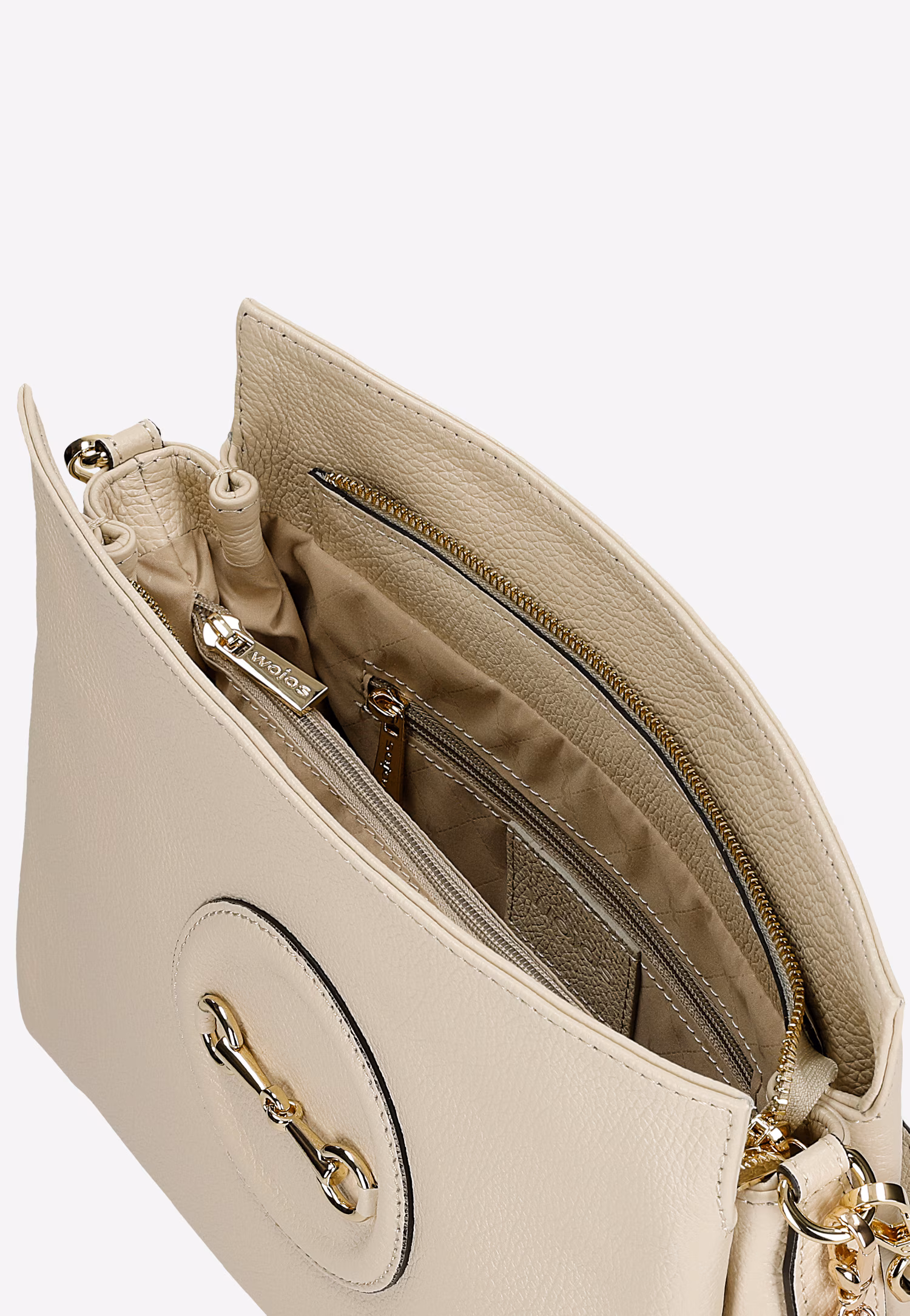 Duża skórzana torebka w kolorze jasnobeżowym