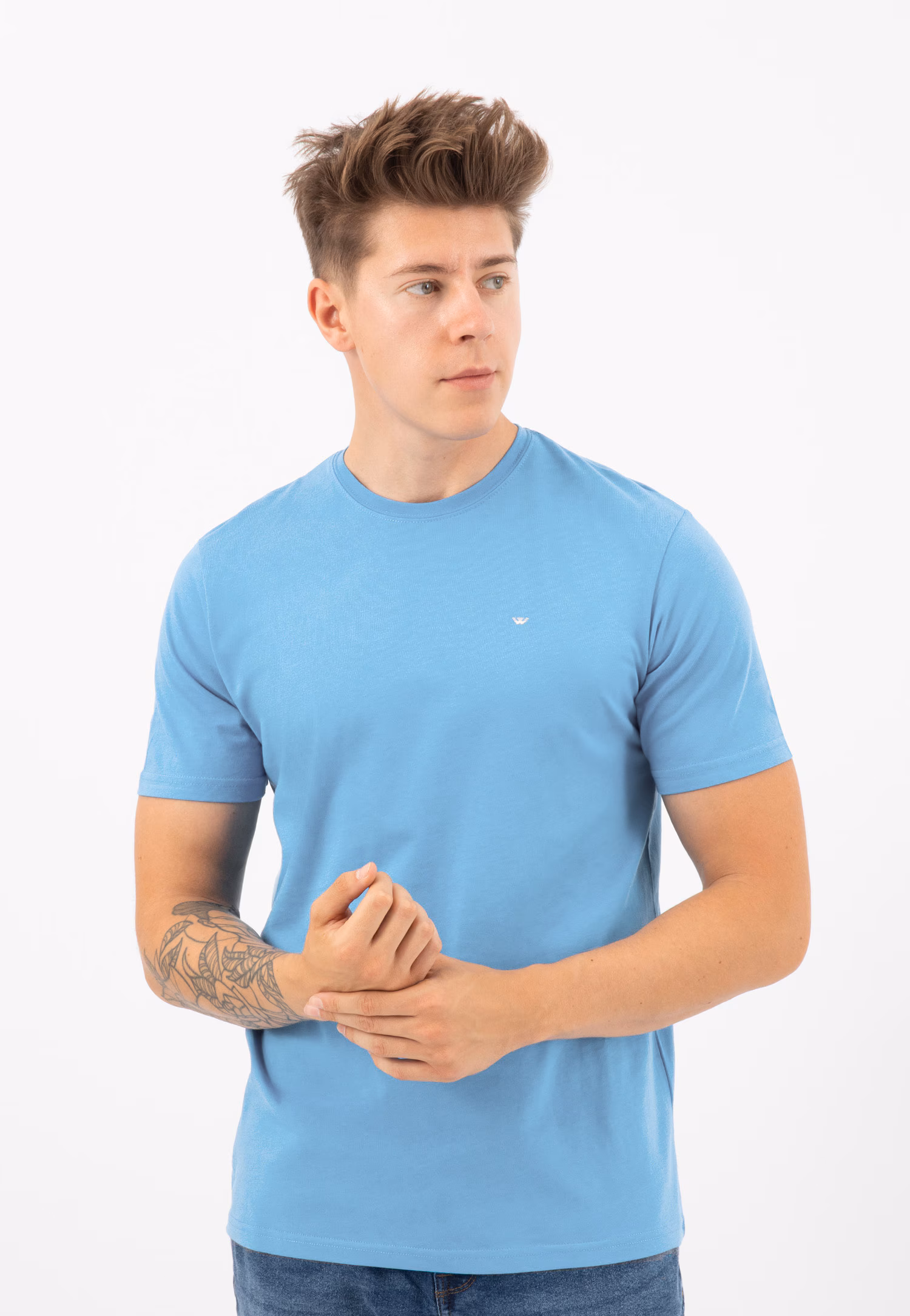 Jasnoniebieski t-shirt męski bawełniany