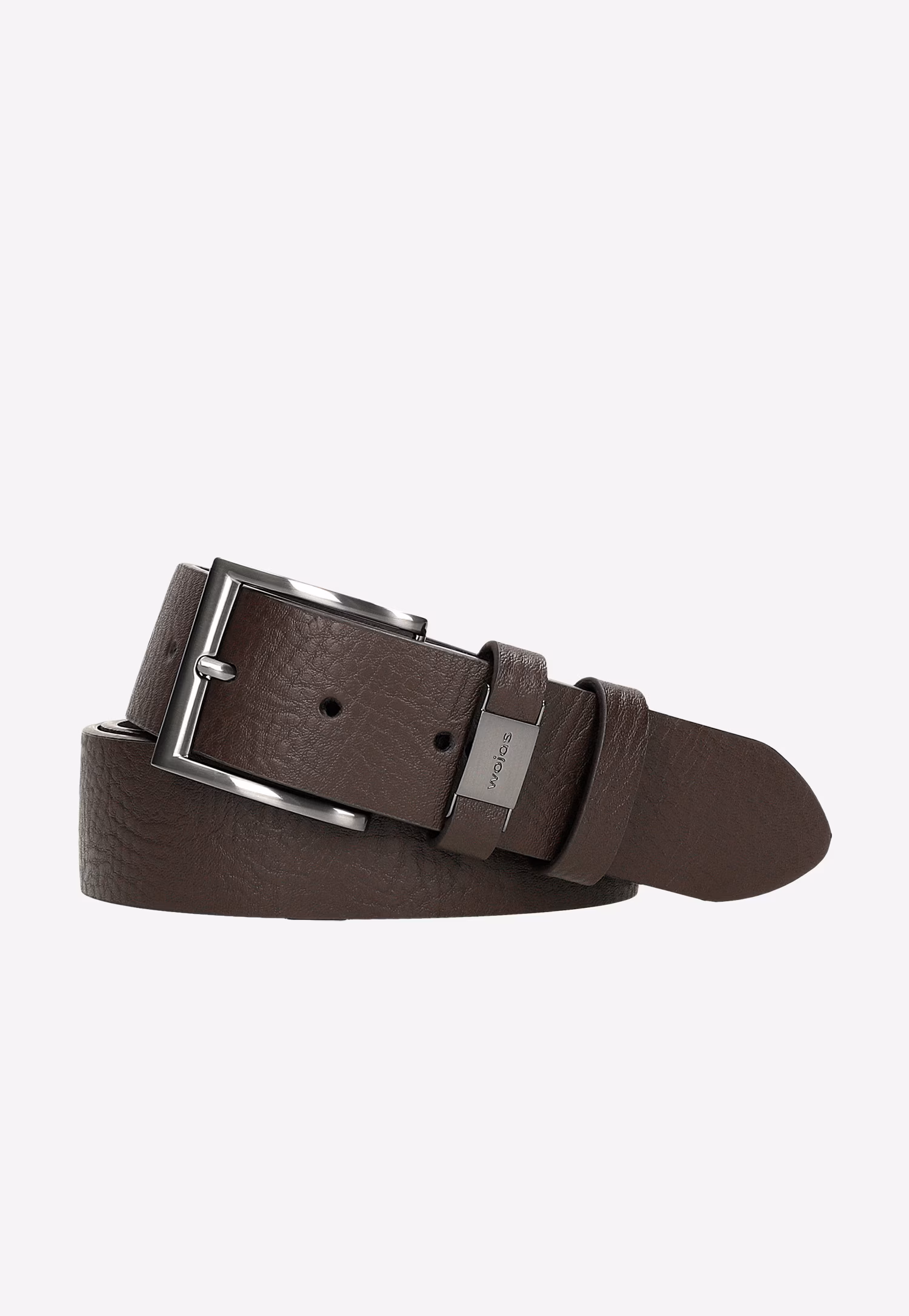 Ciemnobrązowy pasek męski ze szlufką z logo