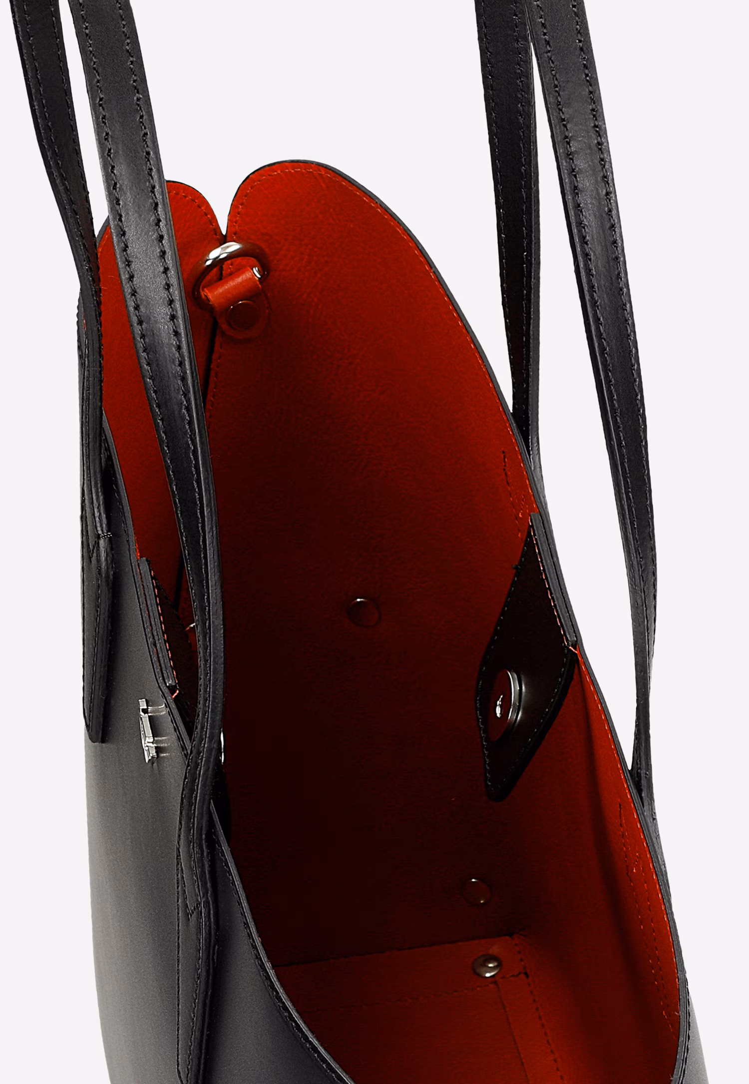 Duża shopperka skórzana z czerwonym wnętrzem