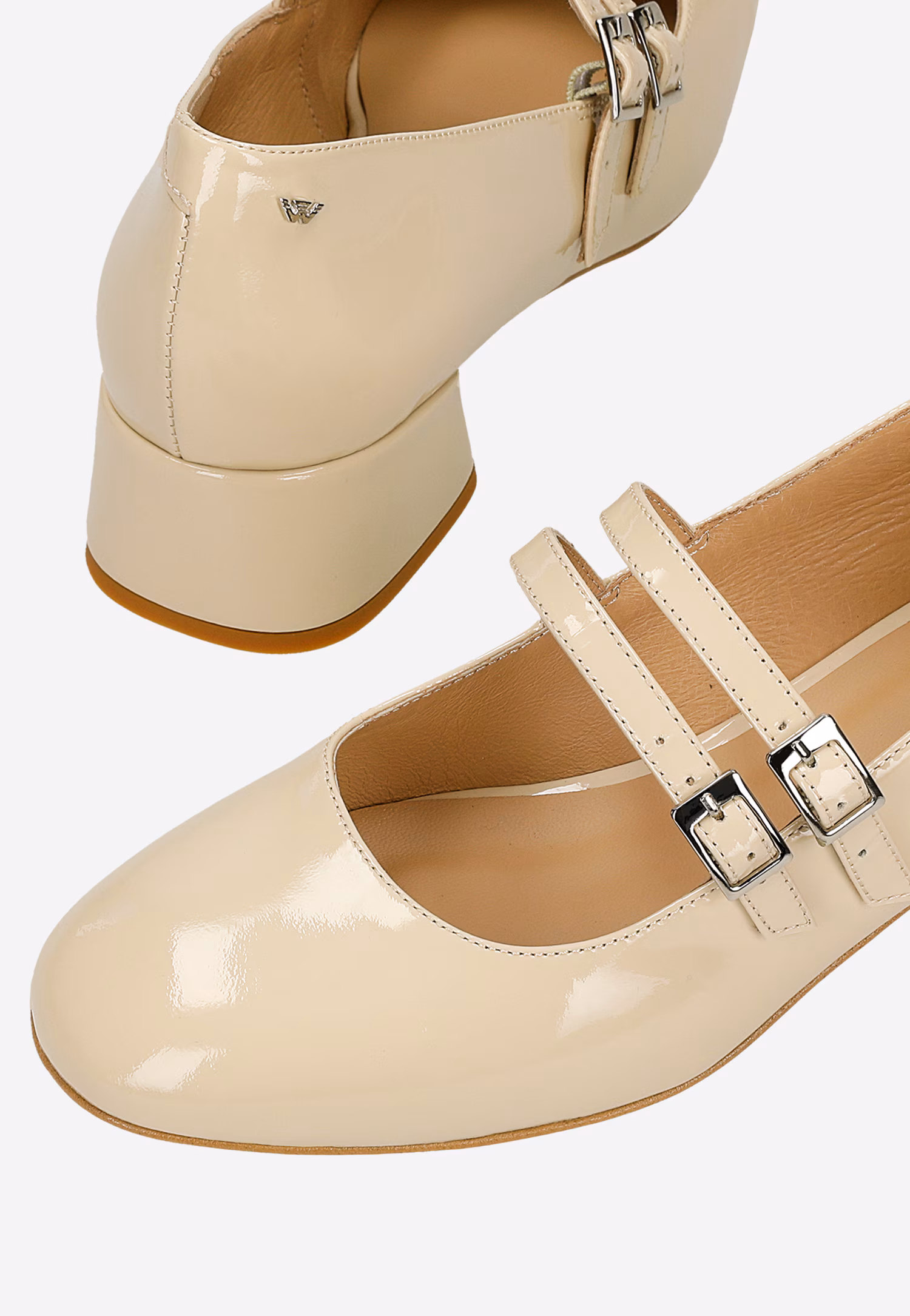 Lakierowane damskie Mary Jane na obcasie