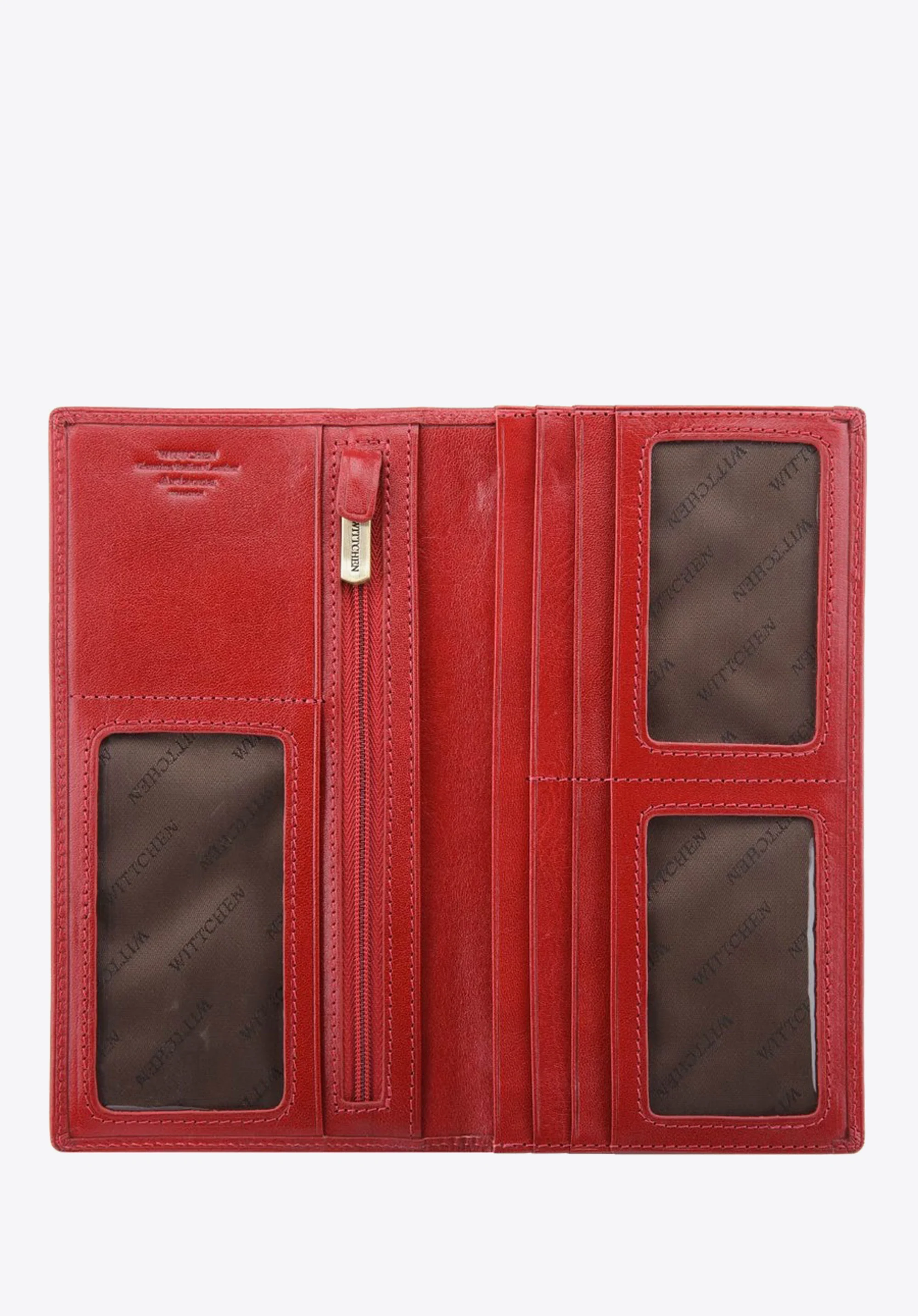 Damski skórzany portfel z herbem pionowy