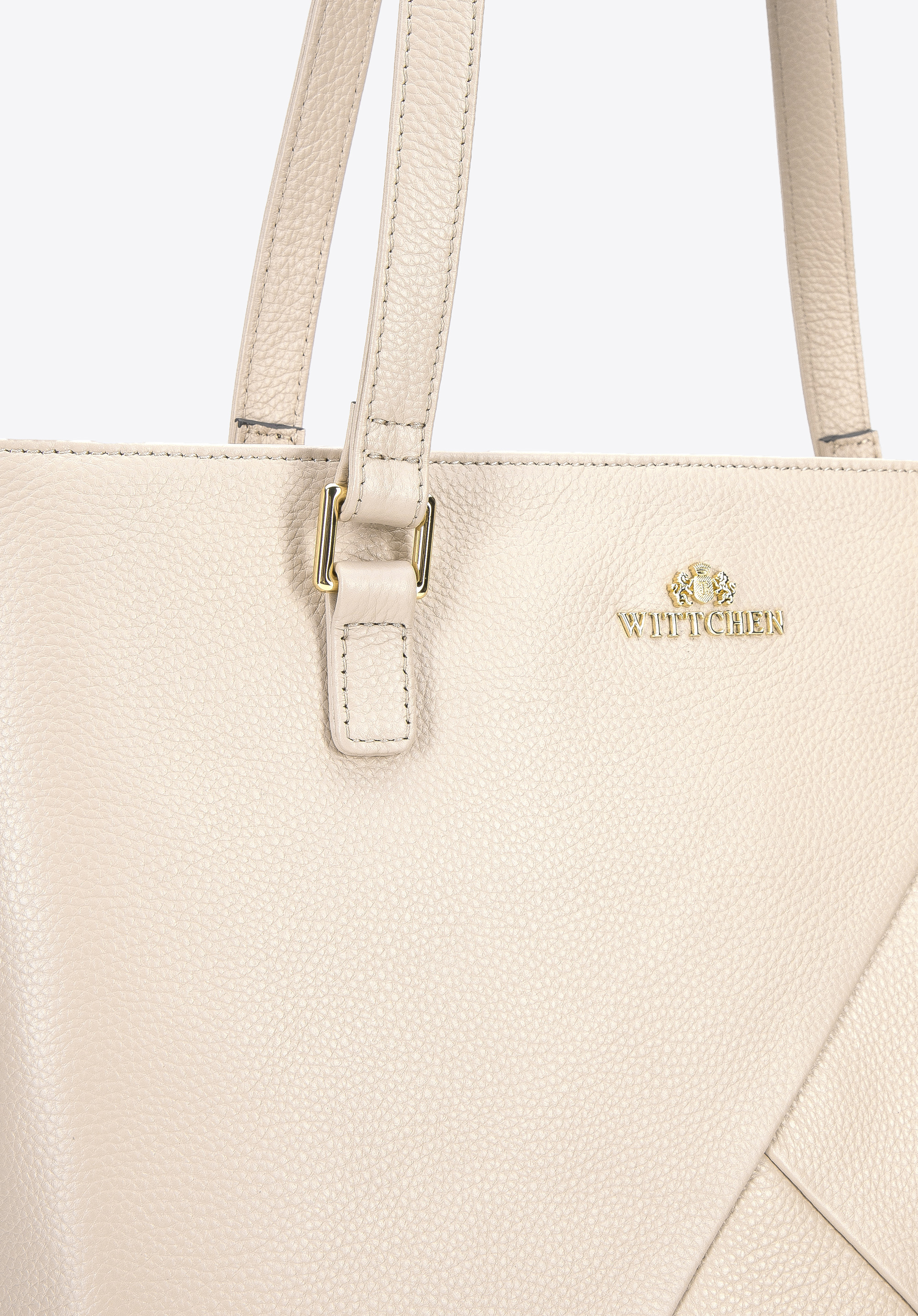 Torebka shopperka skórzana z geometrycznymi przeszyciami