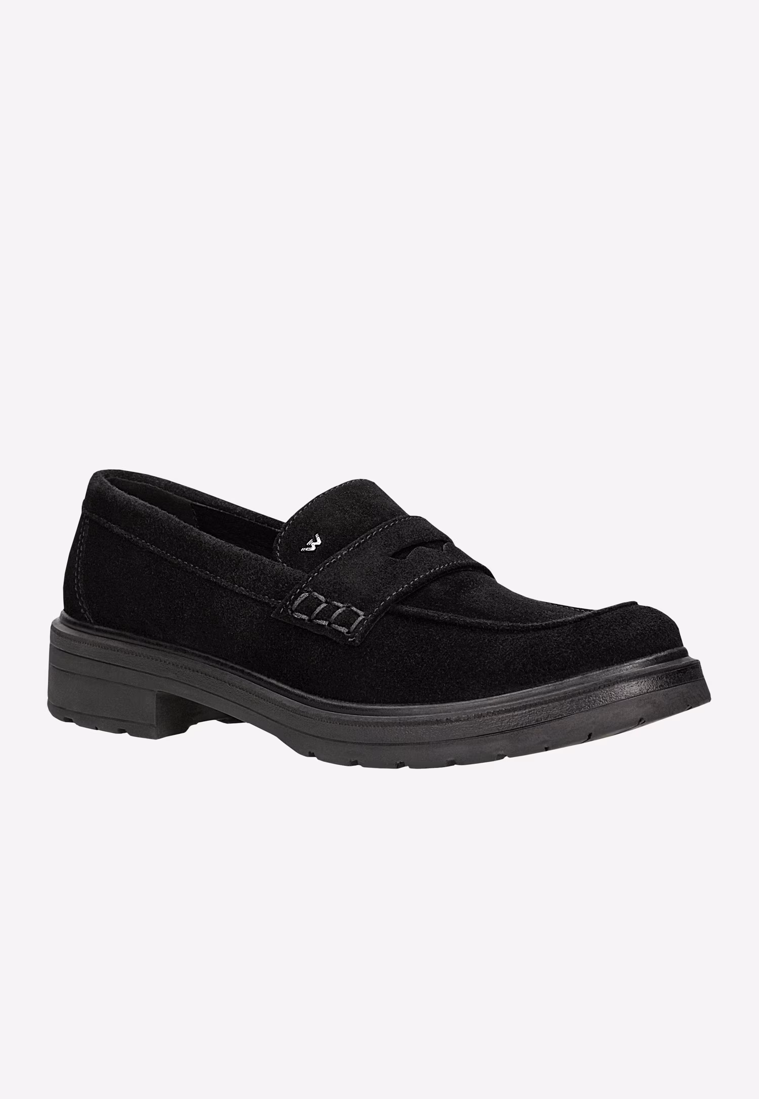 Czarne mokasyny damskie z dwoiny welurowej