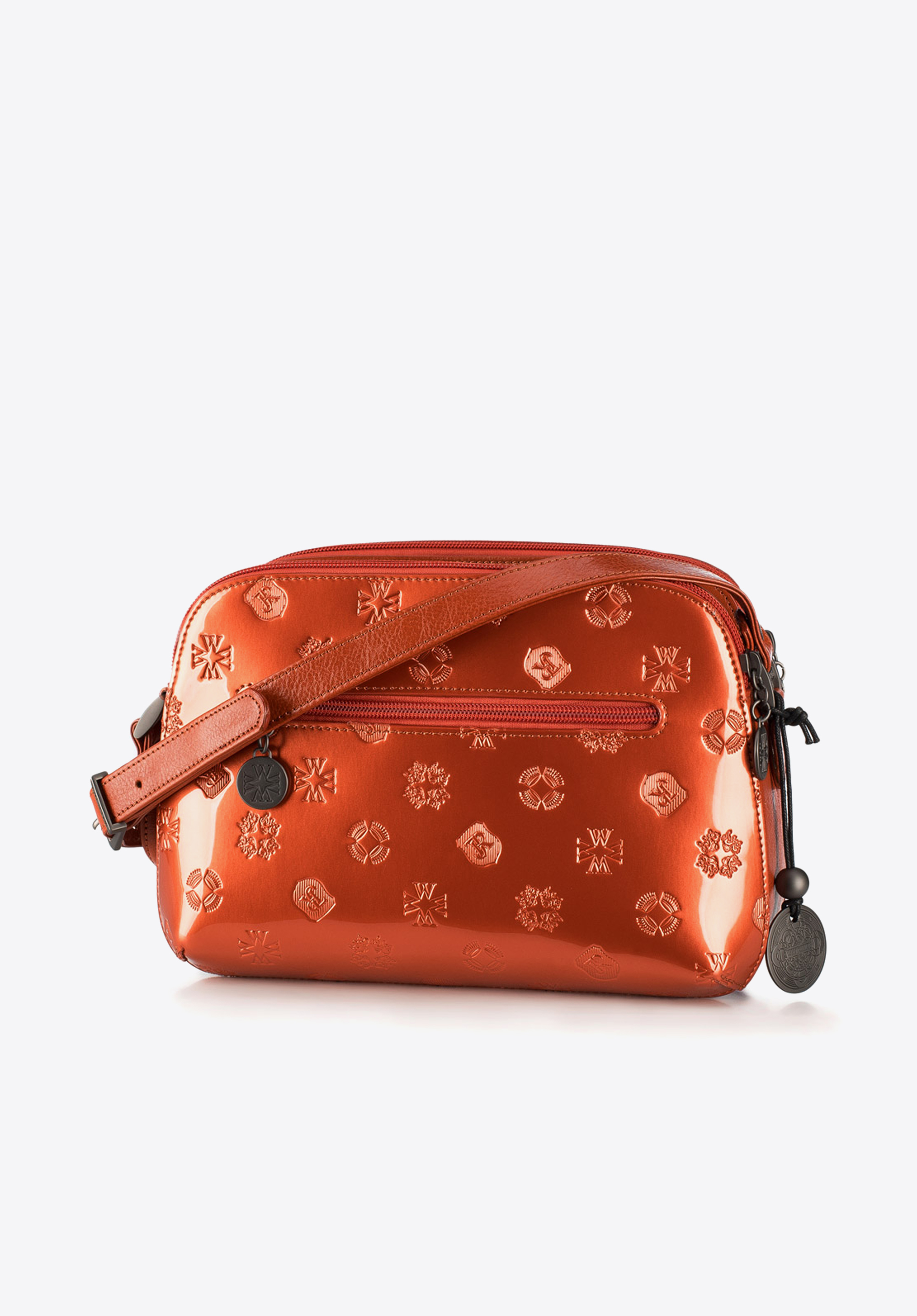 Damska listonoszka skórzana lakierowana z monogramem