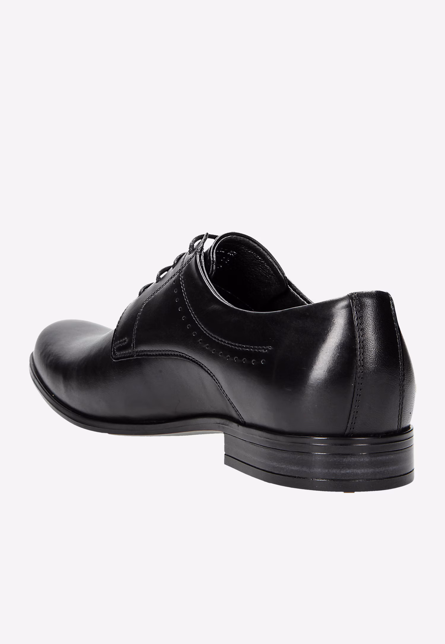 Czarne ponadczasowe półbuty męskie ze skóry licowej