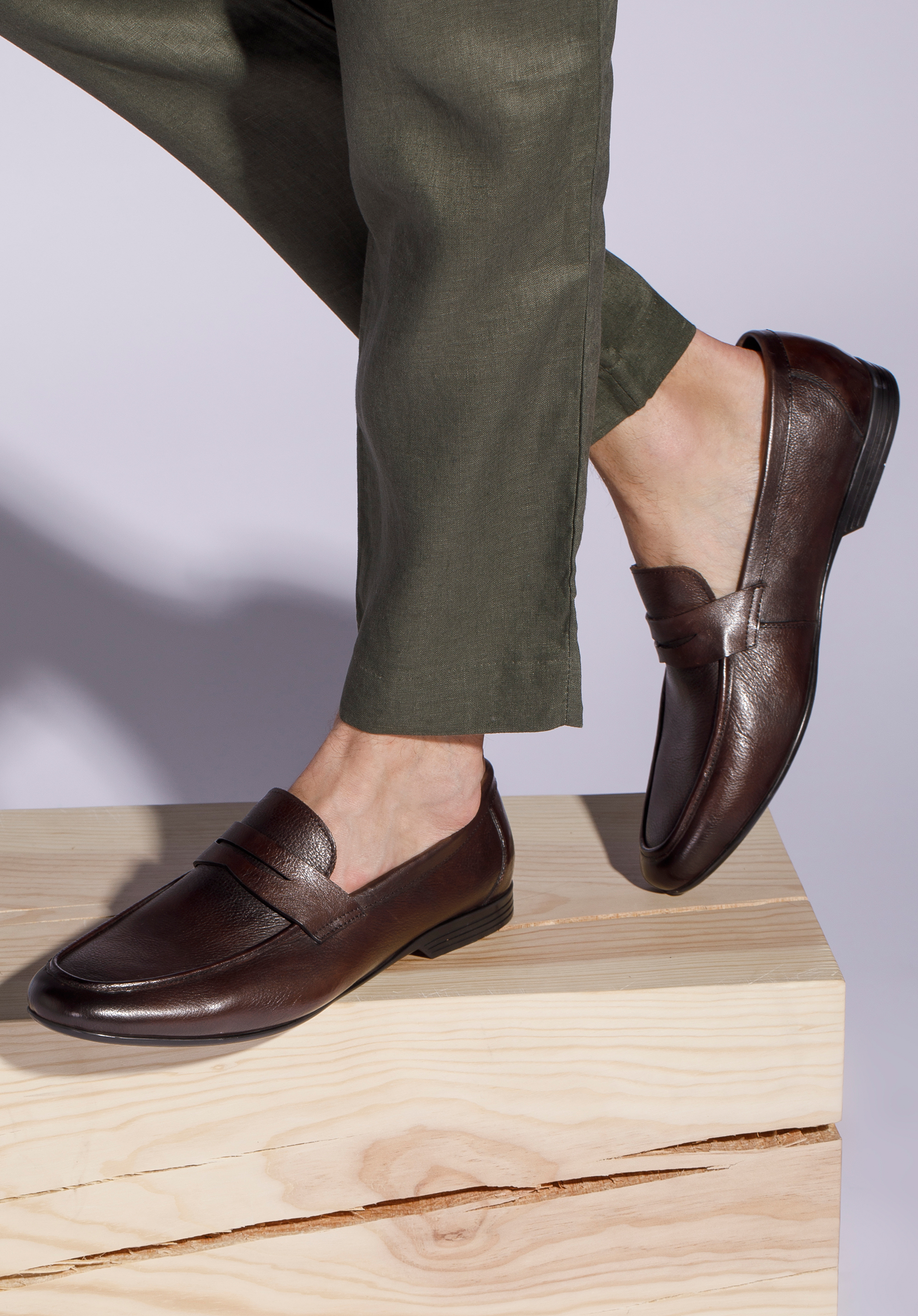 Męskie mokasyny pensówki ze skóry klasyczne