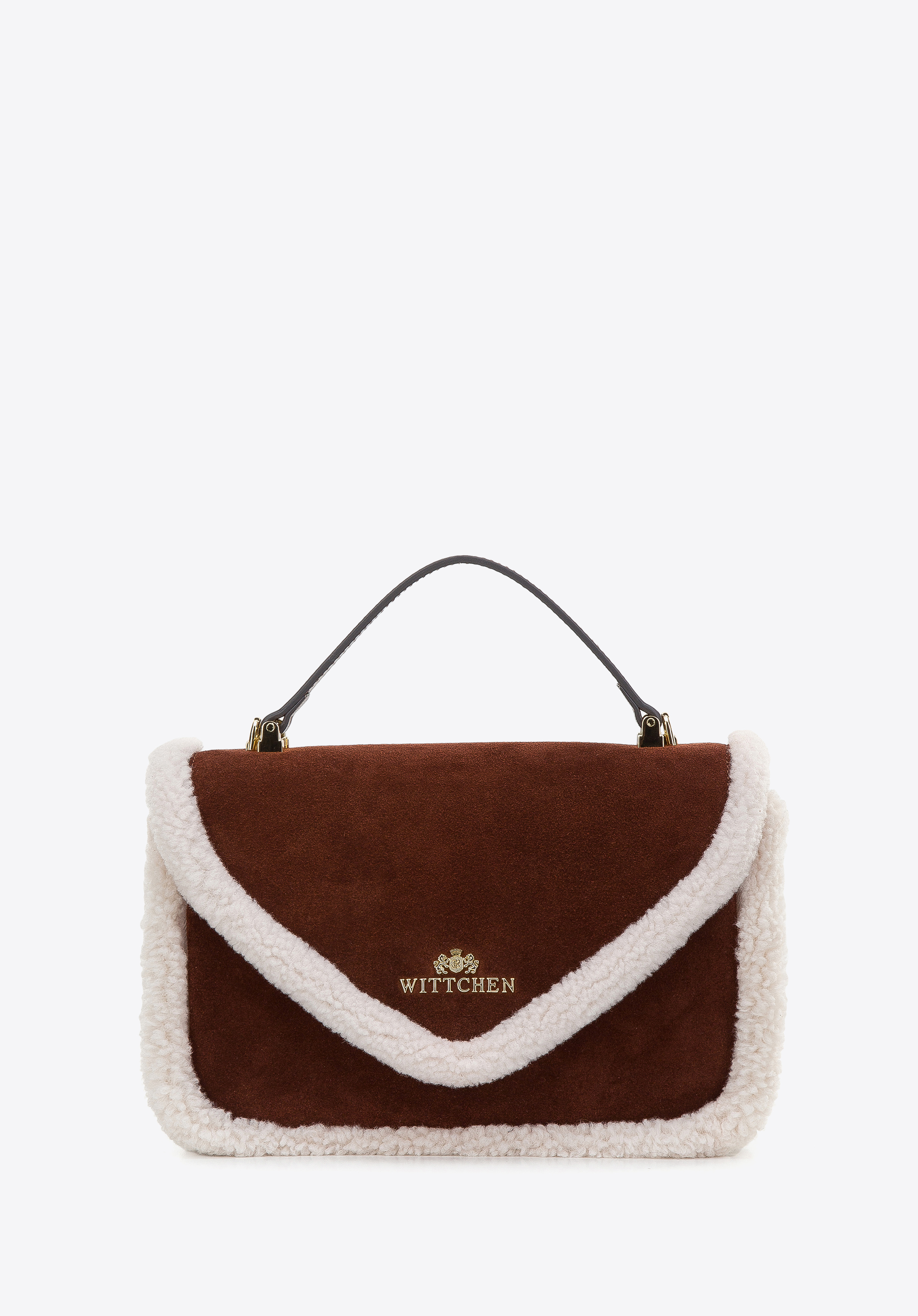 Torebka kuferek skórzana ze sztucznym futerkiem mała