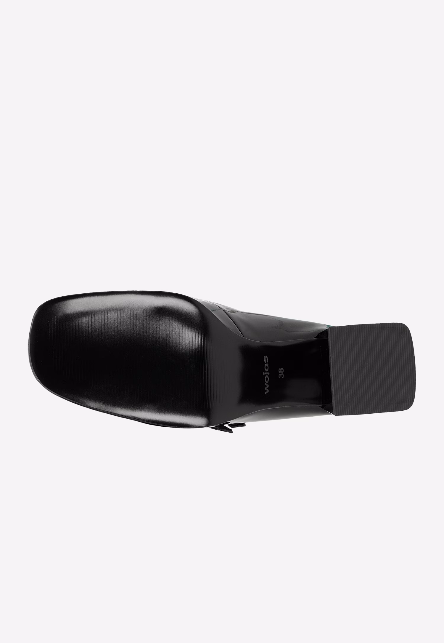 Bordowe lakierowane czółenka Mary Jane na szerokim słupku