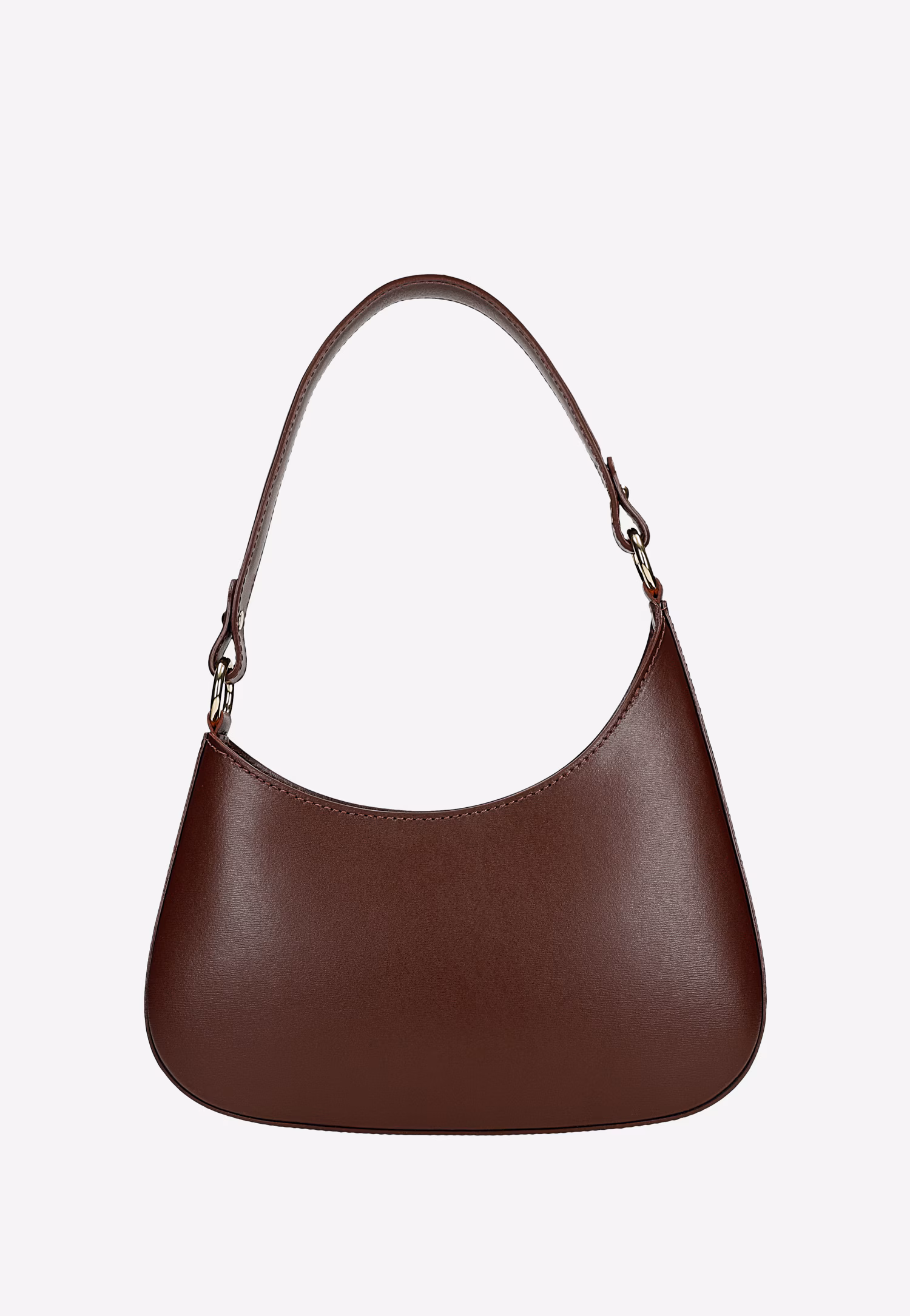 Brązowa skórzana asymetryczna torebka typu bagietka