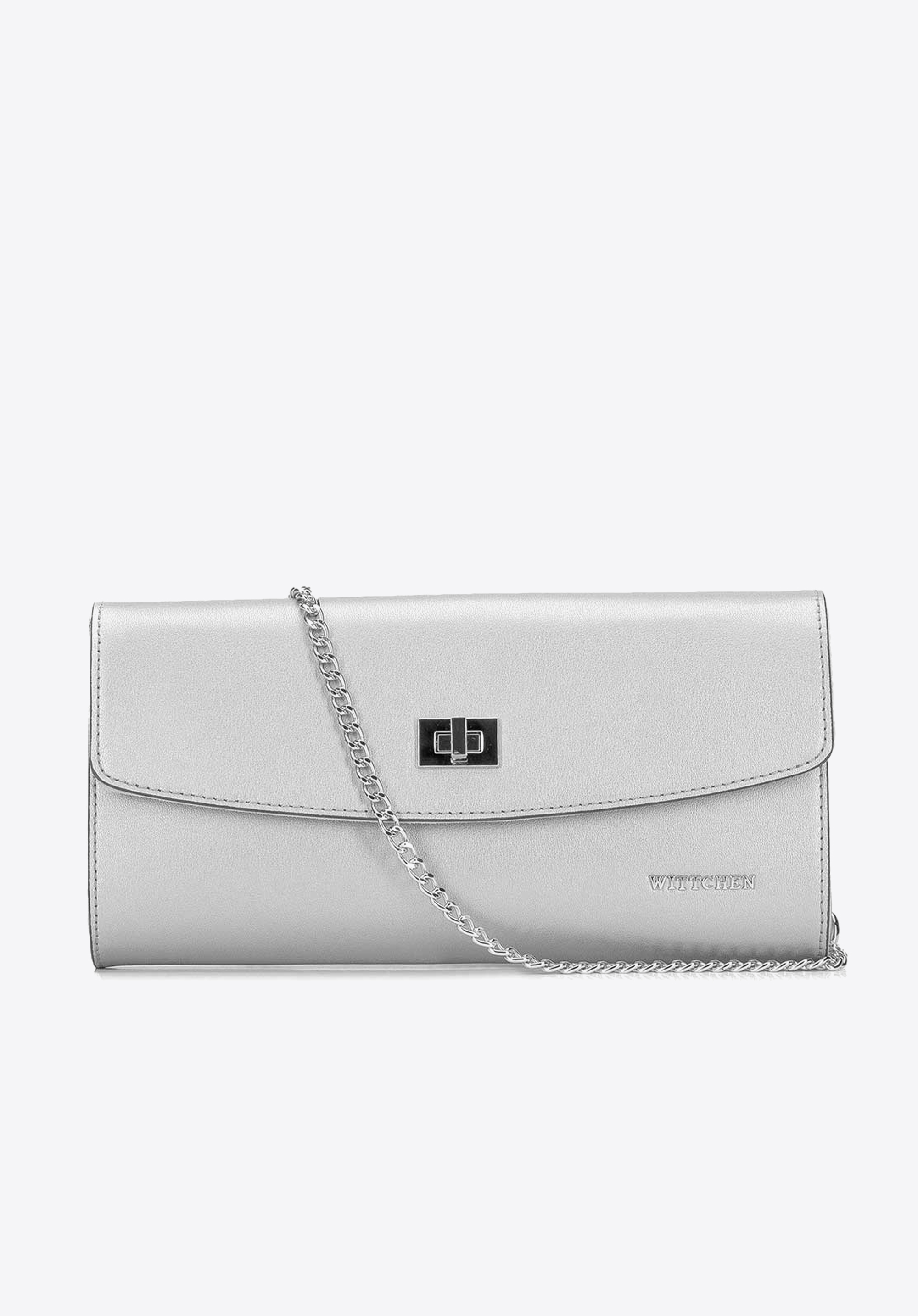 Kopertówka skórzana prosta z łańcuszkiem