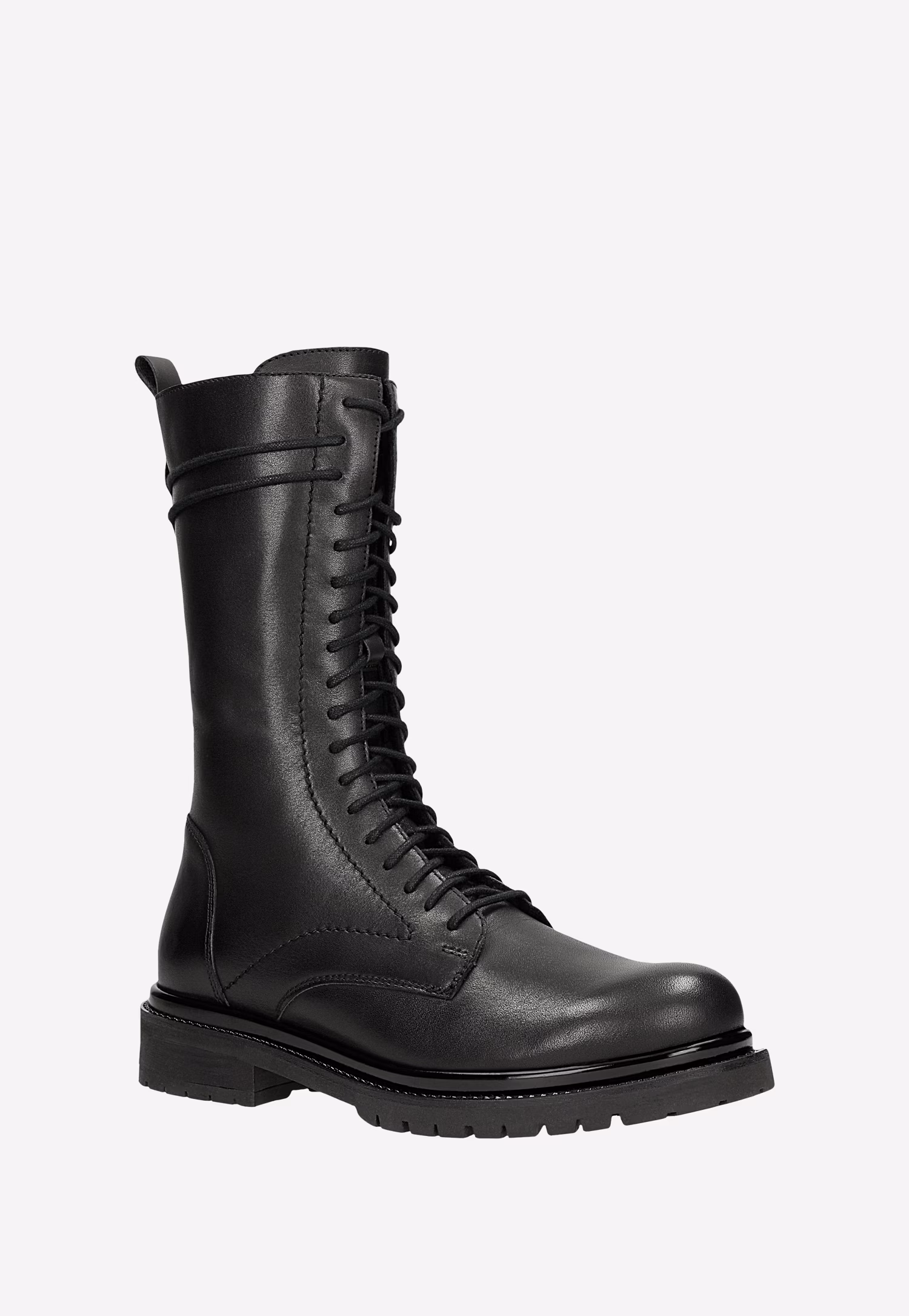 Czarne skórzane trzewiki biker zapinane na zamek