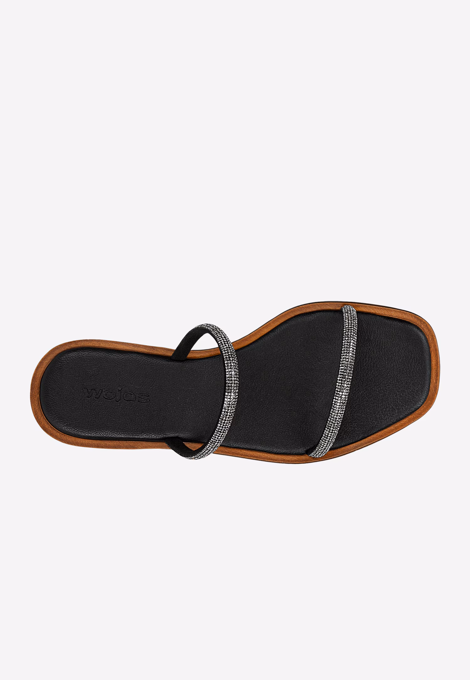 Czarne płaskie klapki zdobione kryształkami