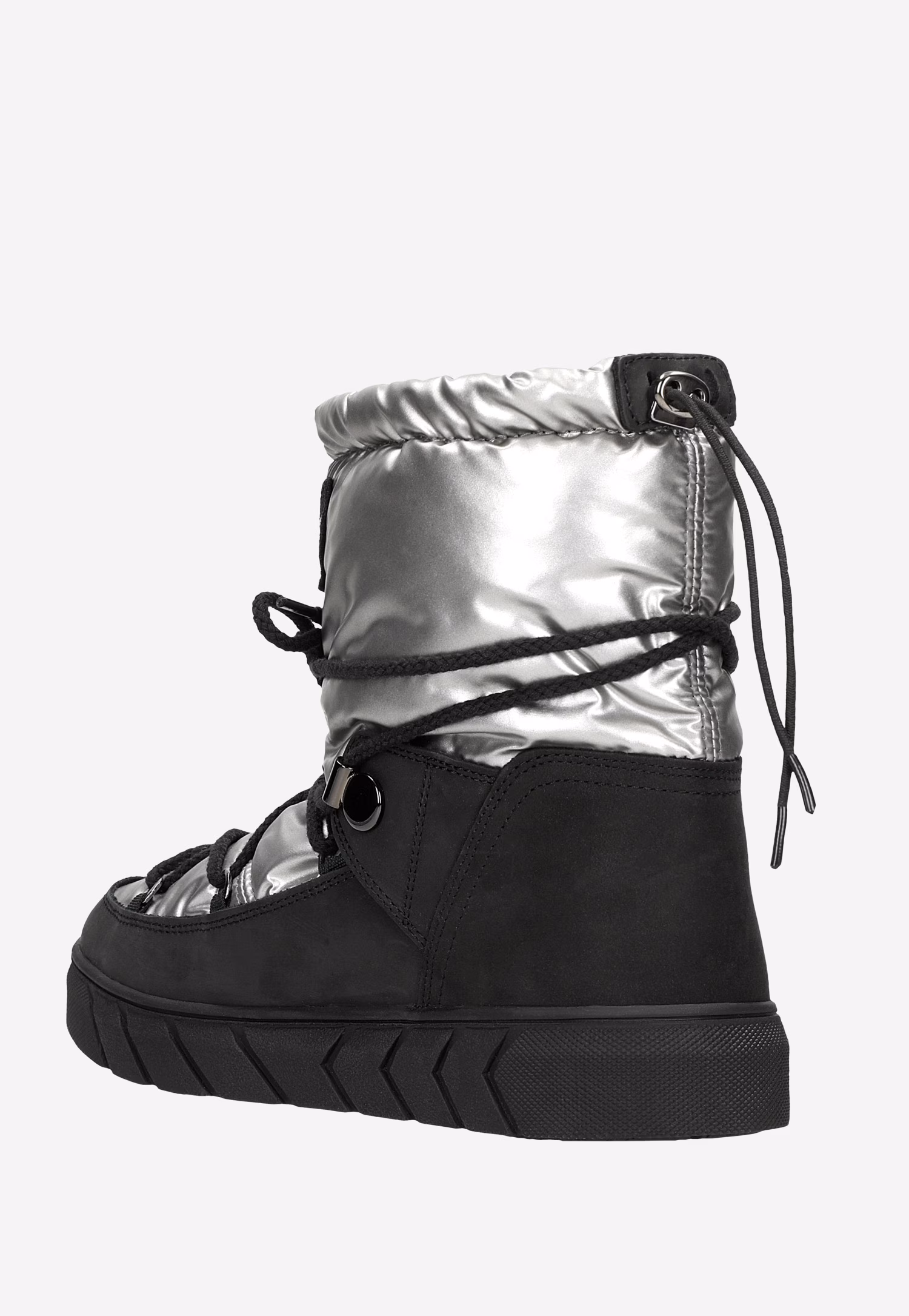 Czarne wiązane śniegowce damskie RELAKS