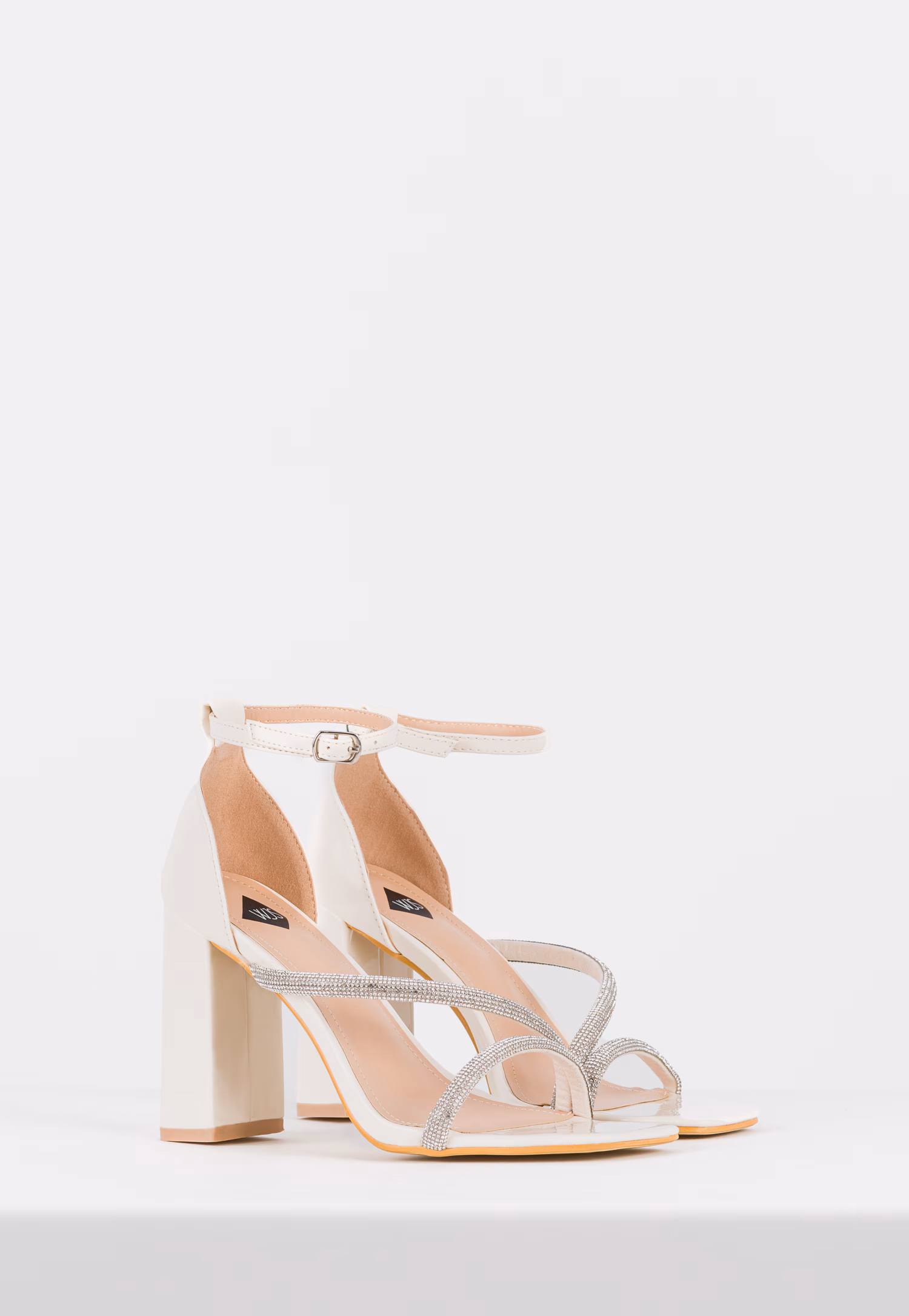 WJS beżowe sandały damskie z kryształkami