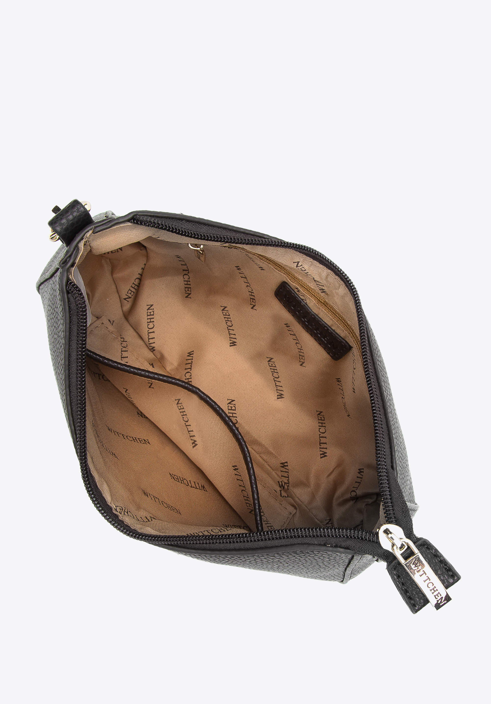 Damska torebka bagietka z groszkowanej ekoskóry z łańcuszkiem