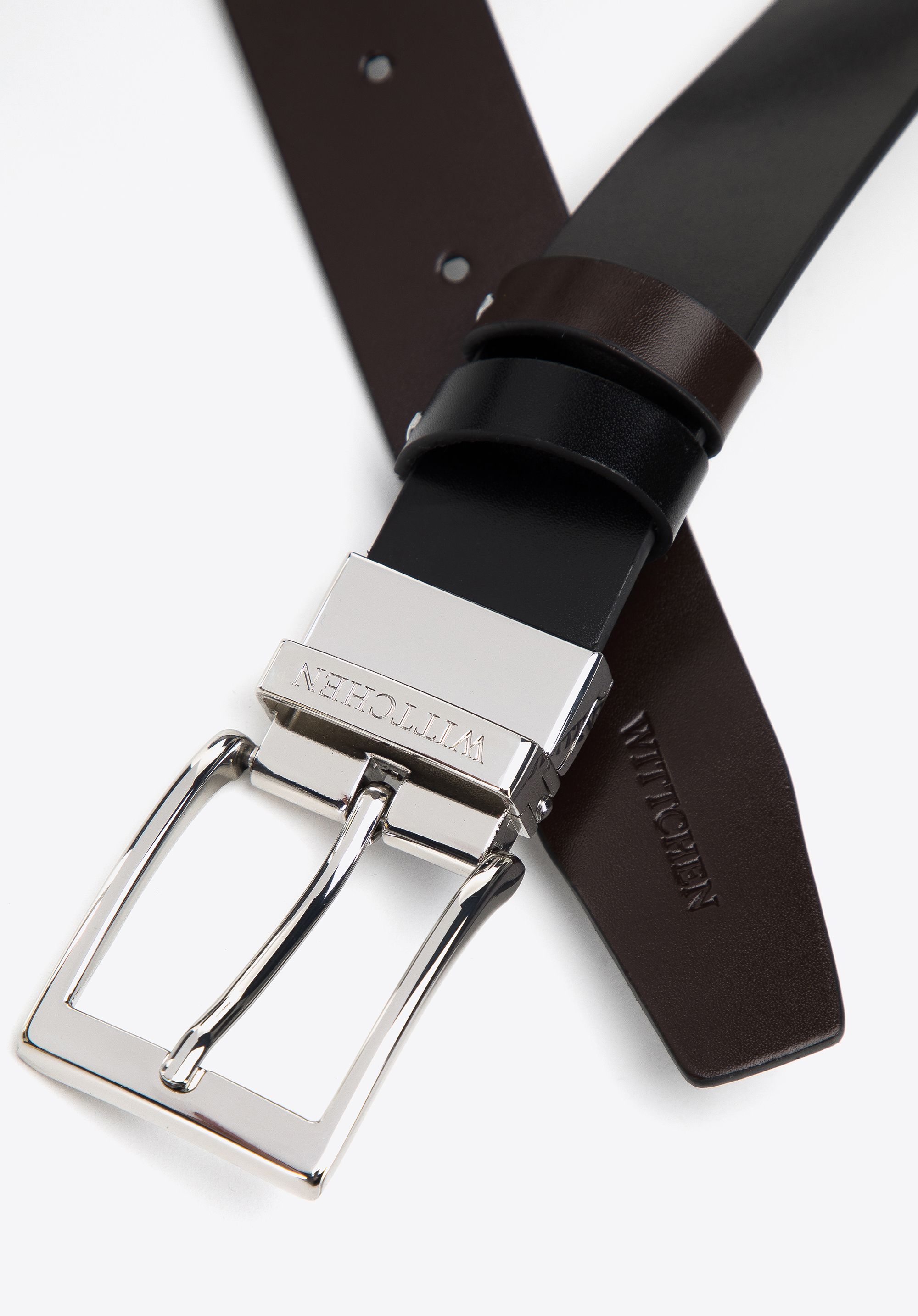 Męski pasek dwustronny ze skóry klasyczny
