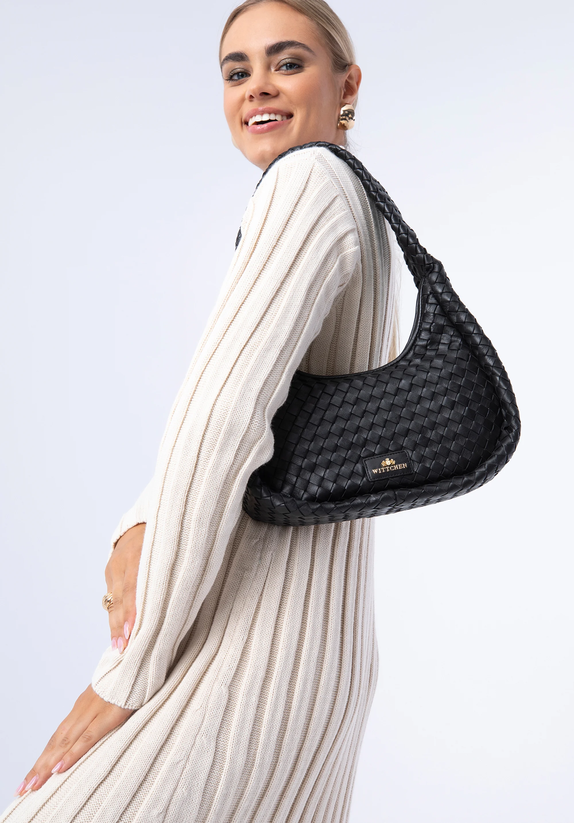 Torebka bagietka ze skórzanej plecionki duża