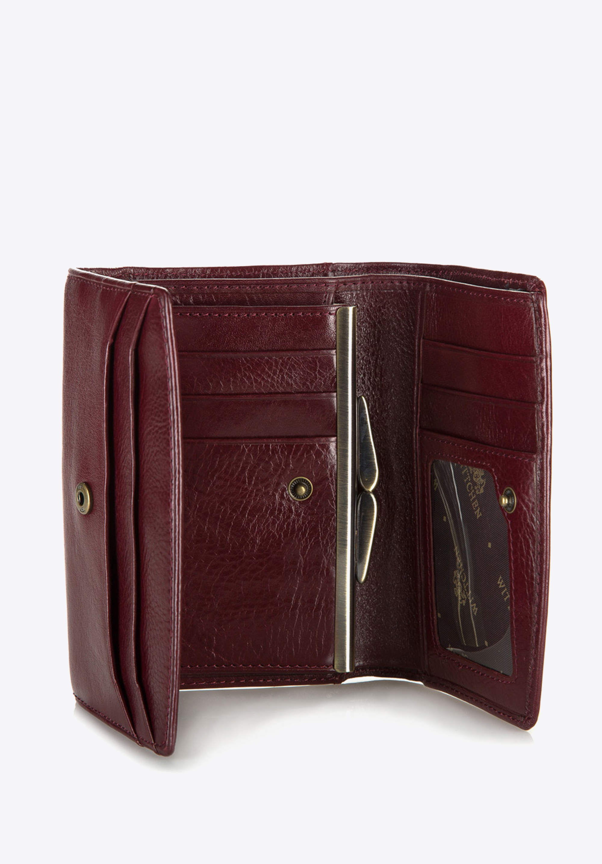 Damski portfel skórzany z kieszonką na bigiel