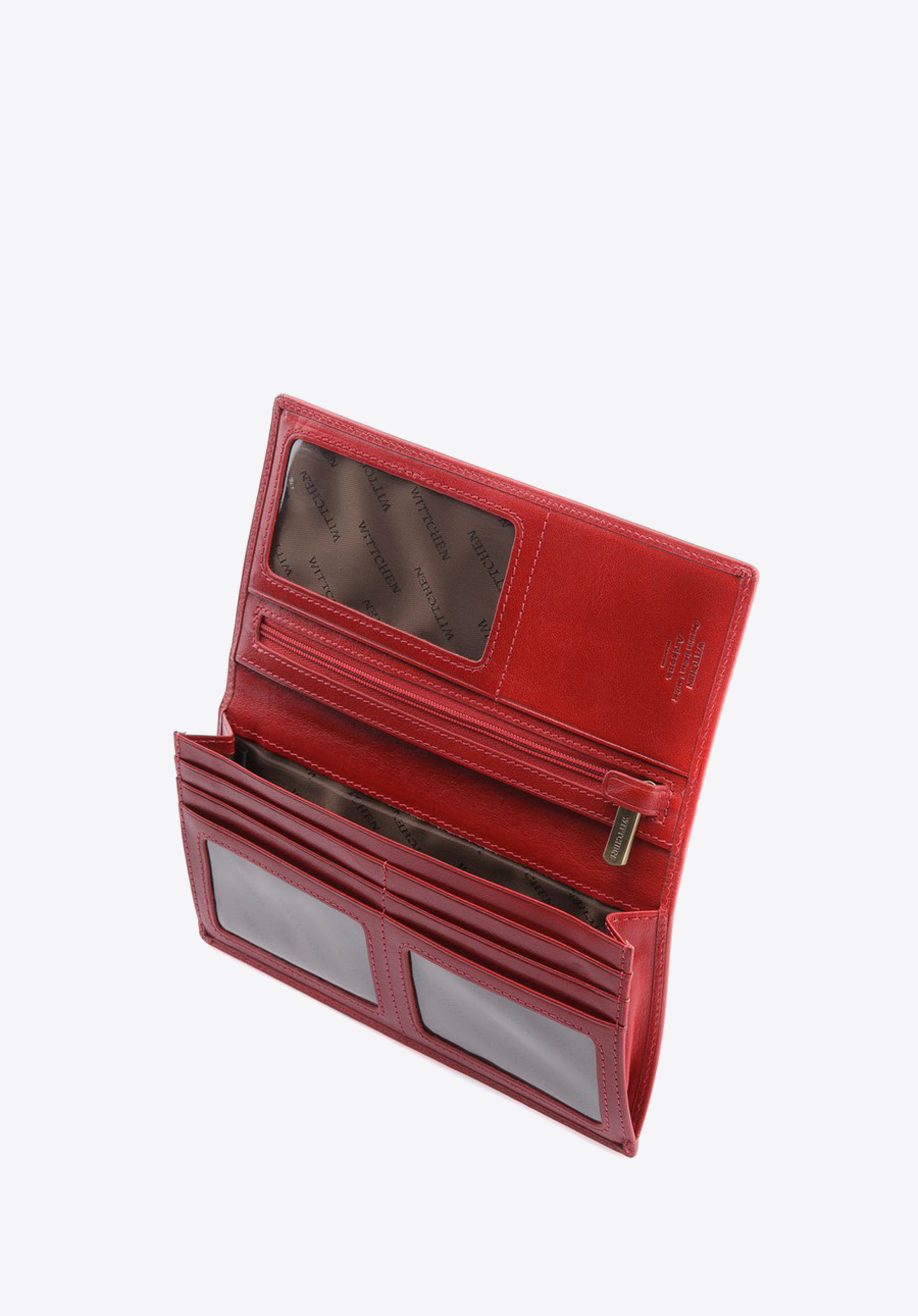 Damski skórzany portfel z herbem pionowy