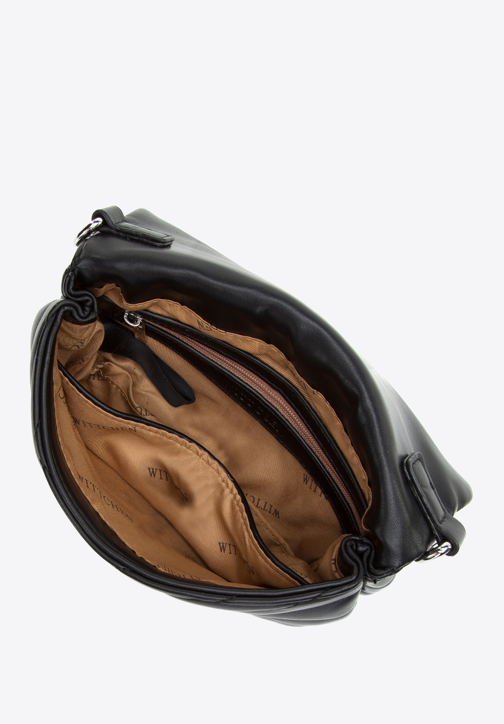 Minitorebka z geometrycznie pikowanej ekoskóry na łańcuszku