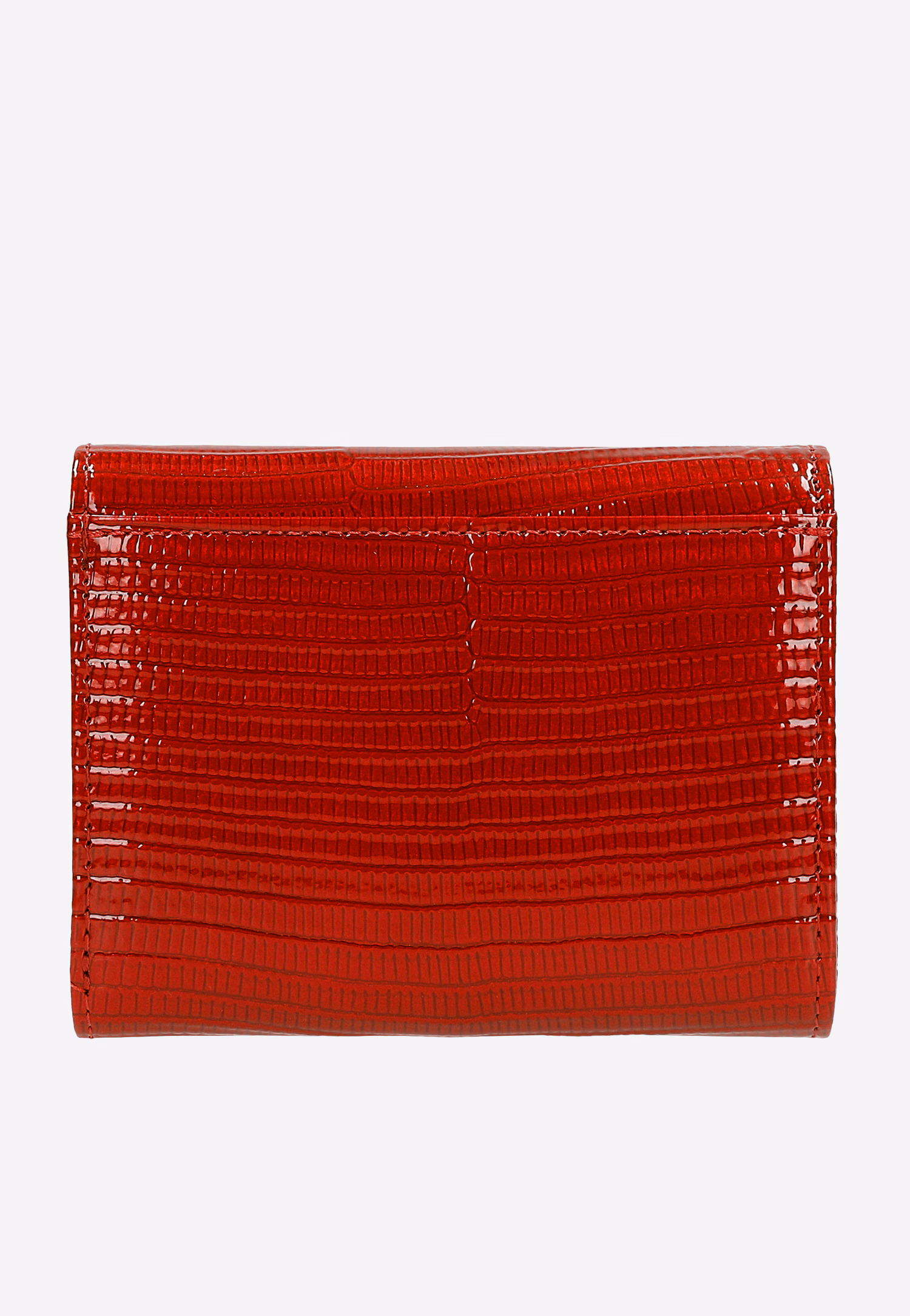 Mały lakierowany czerwony portfel damski z metalicznym połyskiem