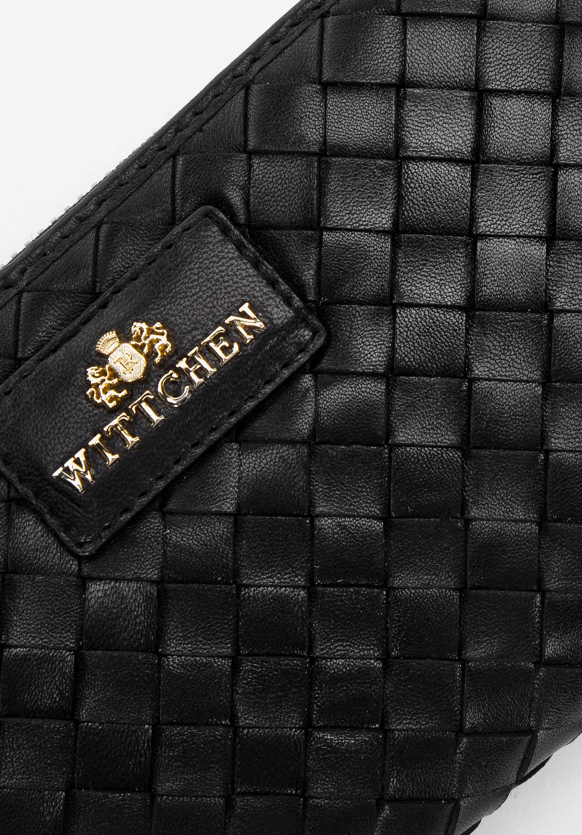 Damski portfel ze skórzanej plecionki duży