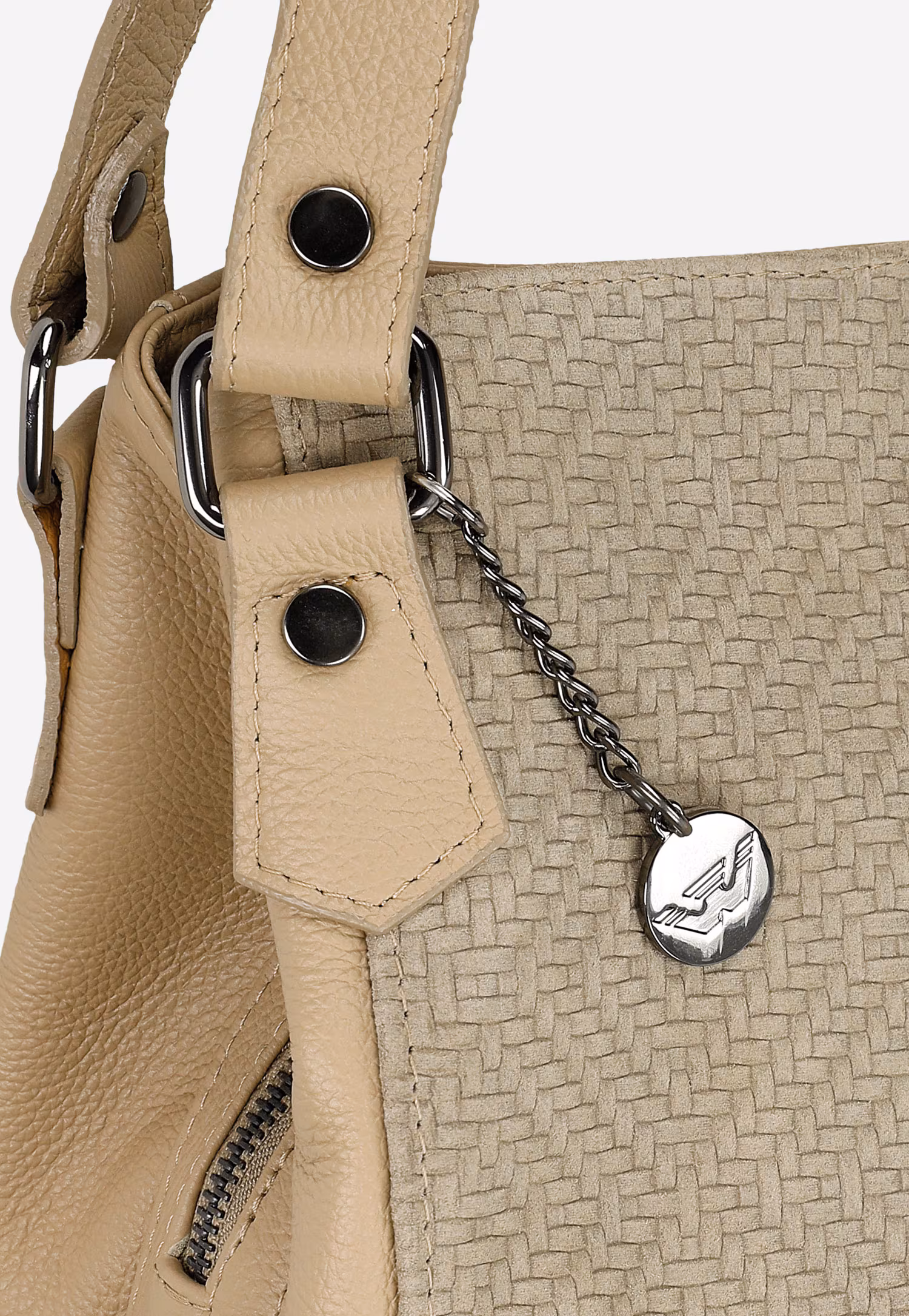 Duża beżowa torebka damska ze skóry naturalnej