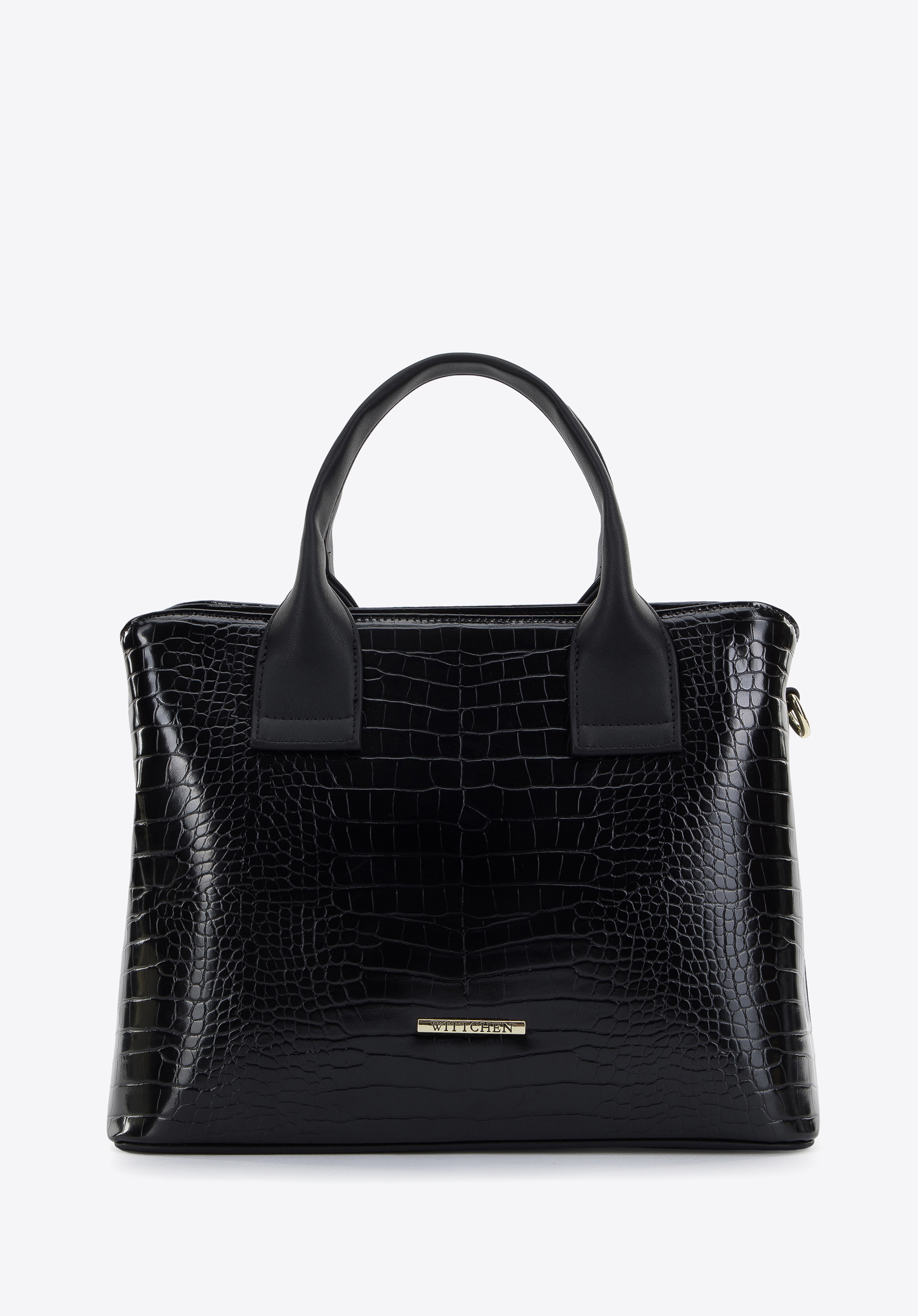 Torebka kuferek z ekoskóry o dwóch fakturach