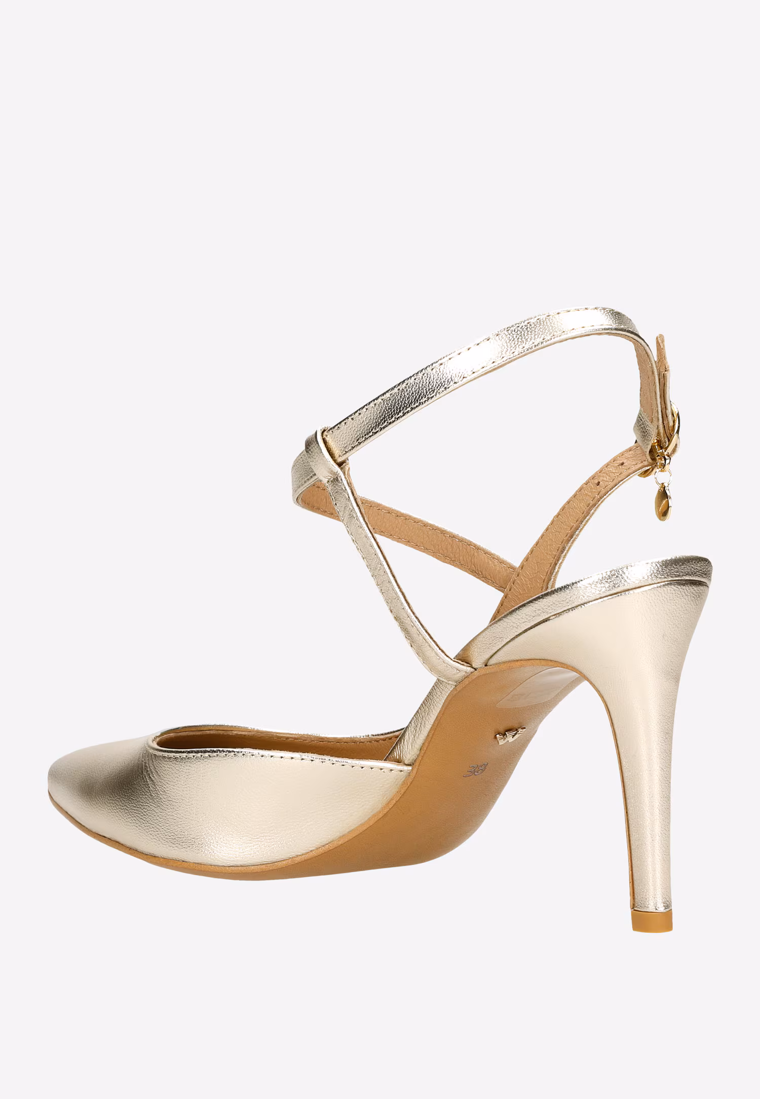 Beżowe czółenka z odkrytą piętą i obcasem typu szpilka