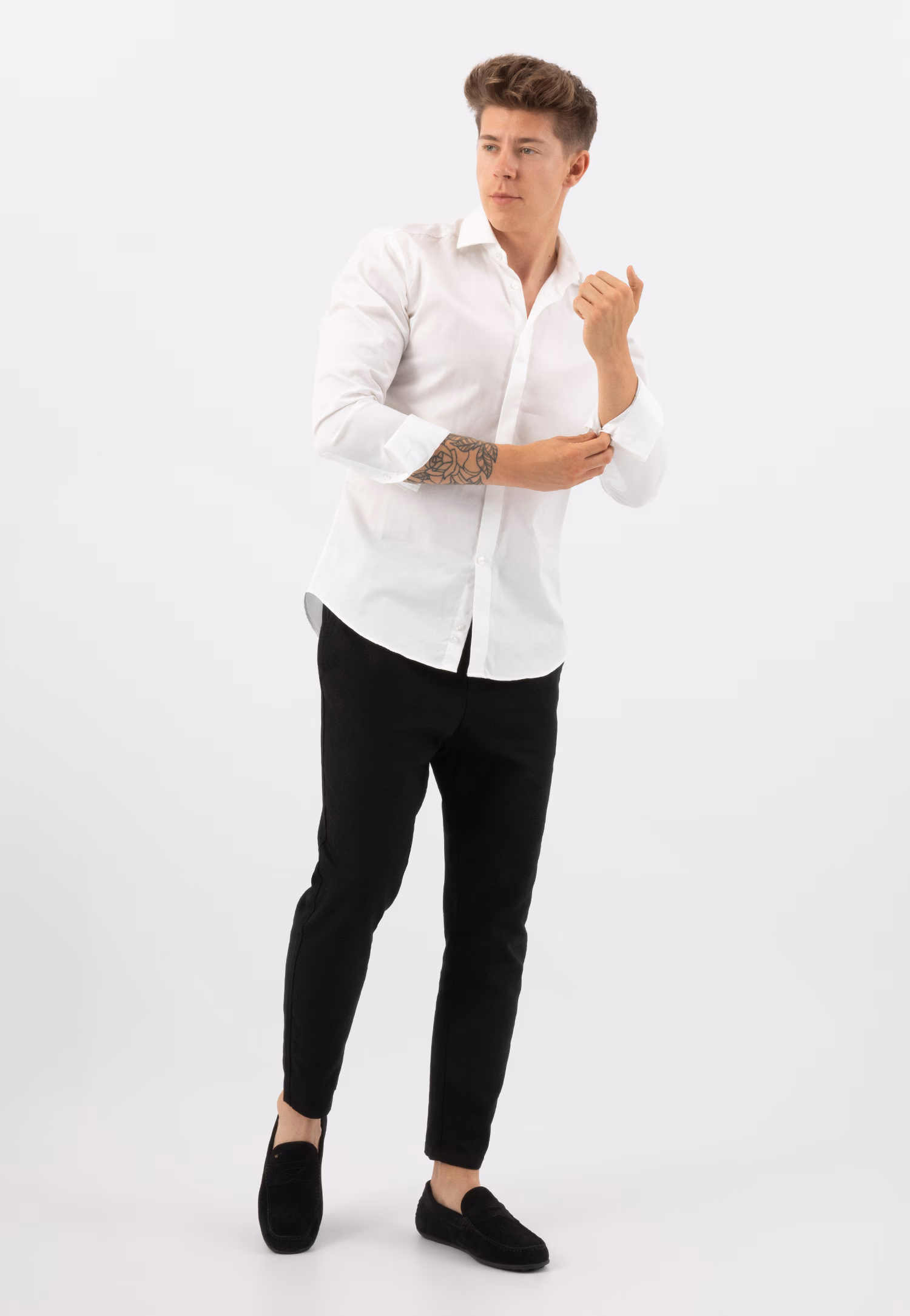 Wygodne granatowe mokasyny męskie na czarnej podeszwie