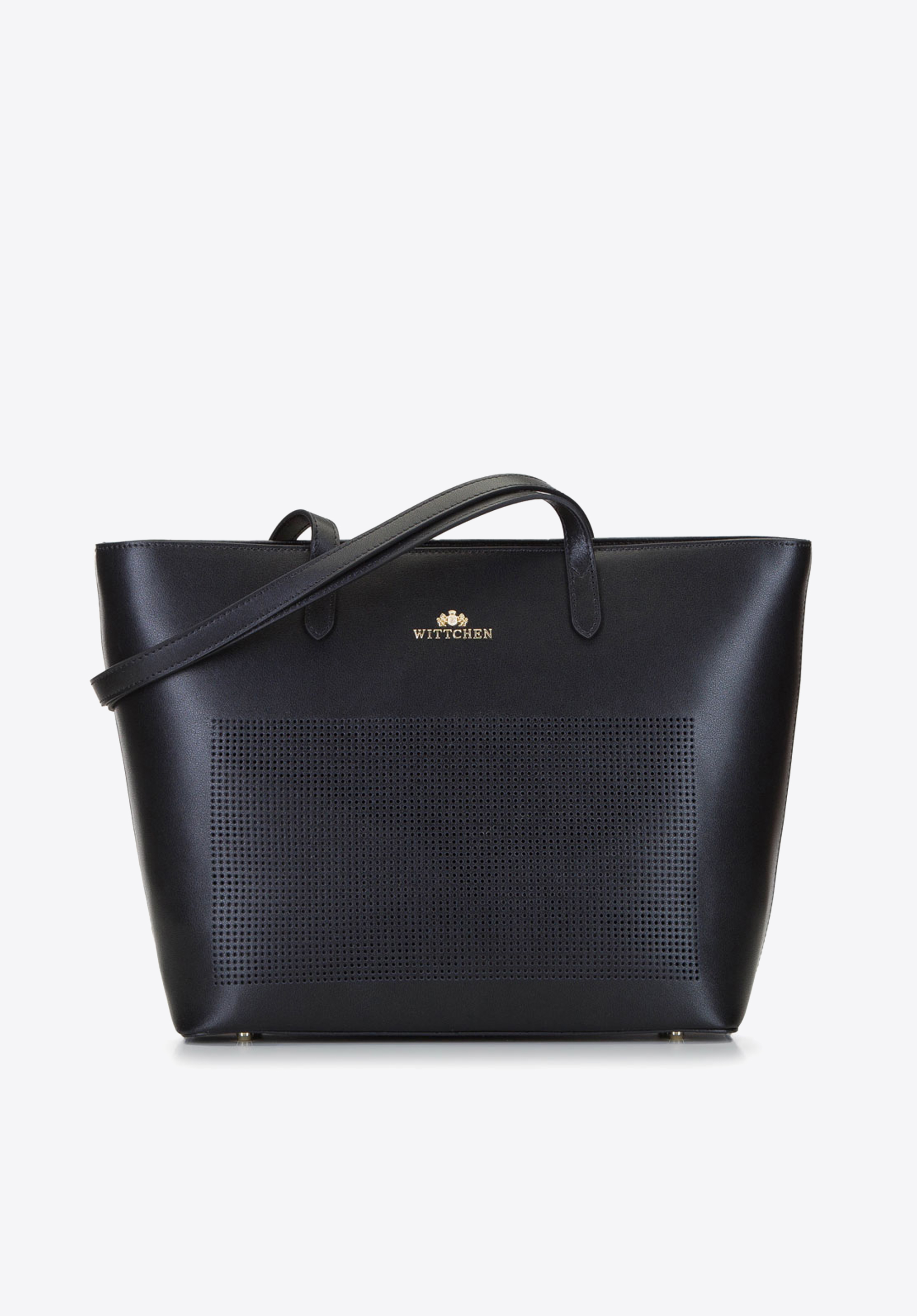 Torebka shopperka skórzana dziurkowana