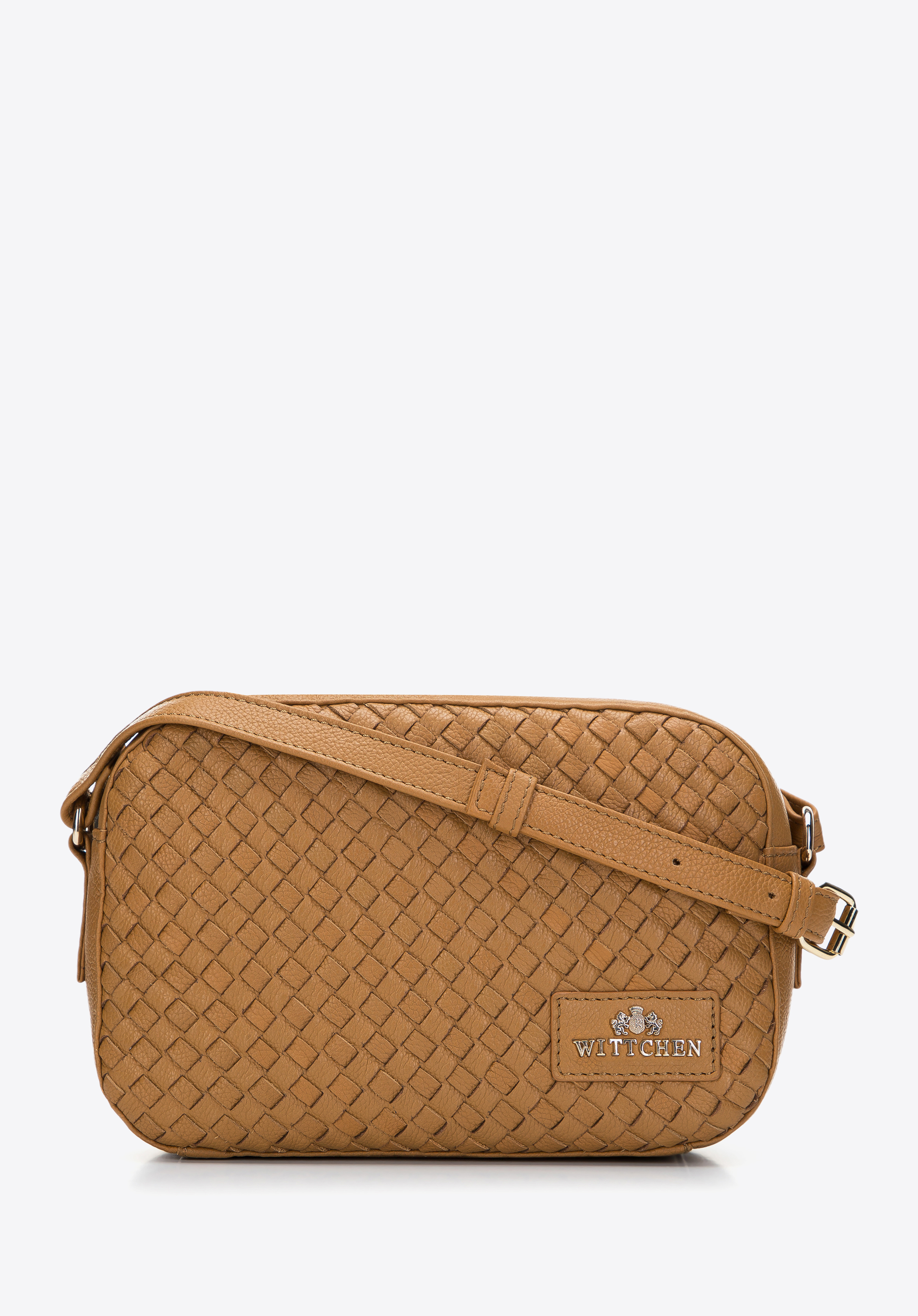 Damska torebka skórzana z plecionką na przodzie