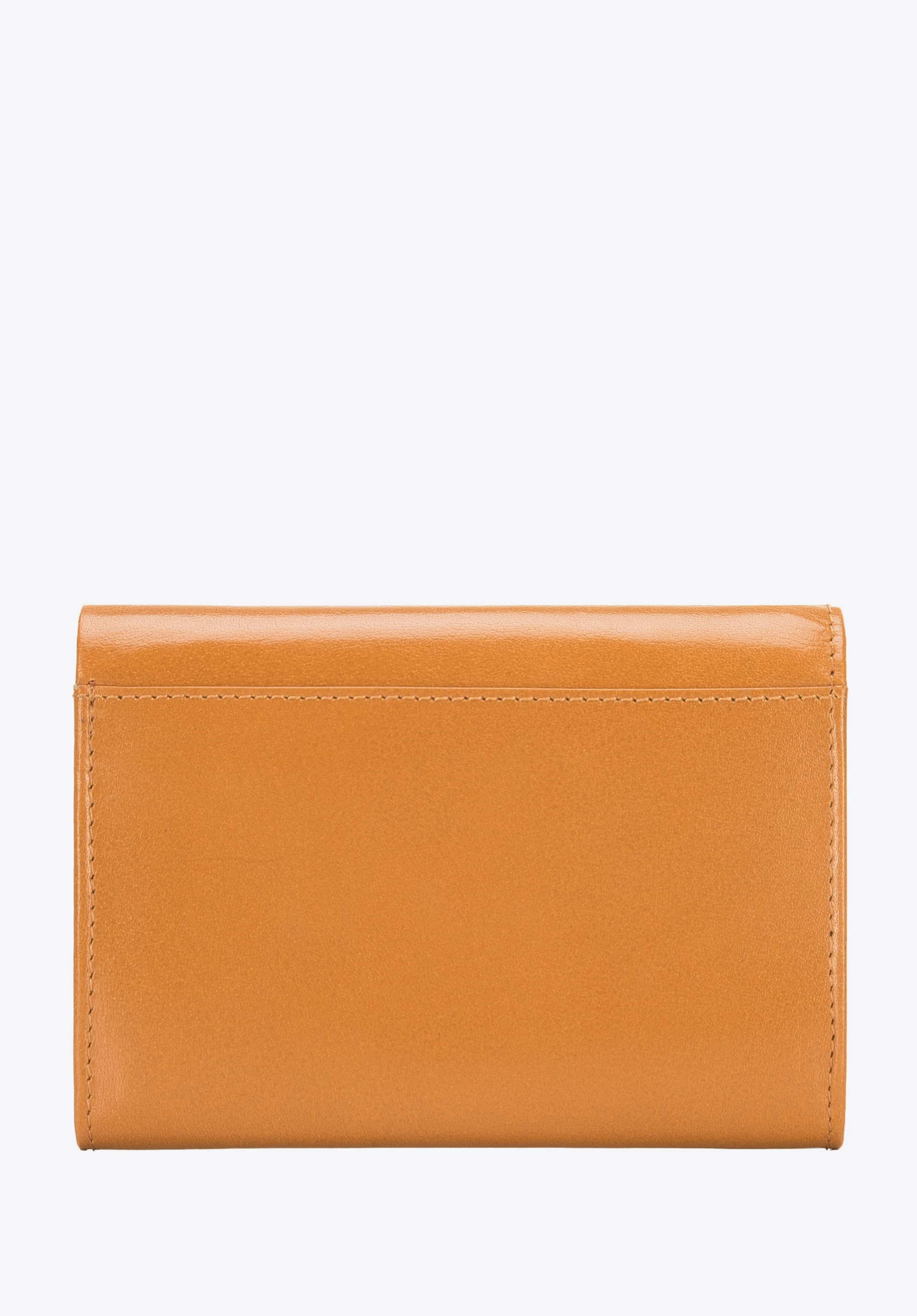 Damski portfel z gładkiej skóry na zatrzask średni