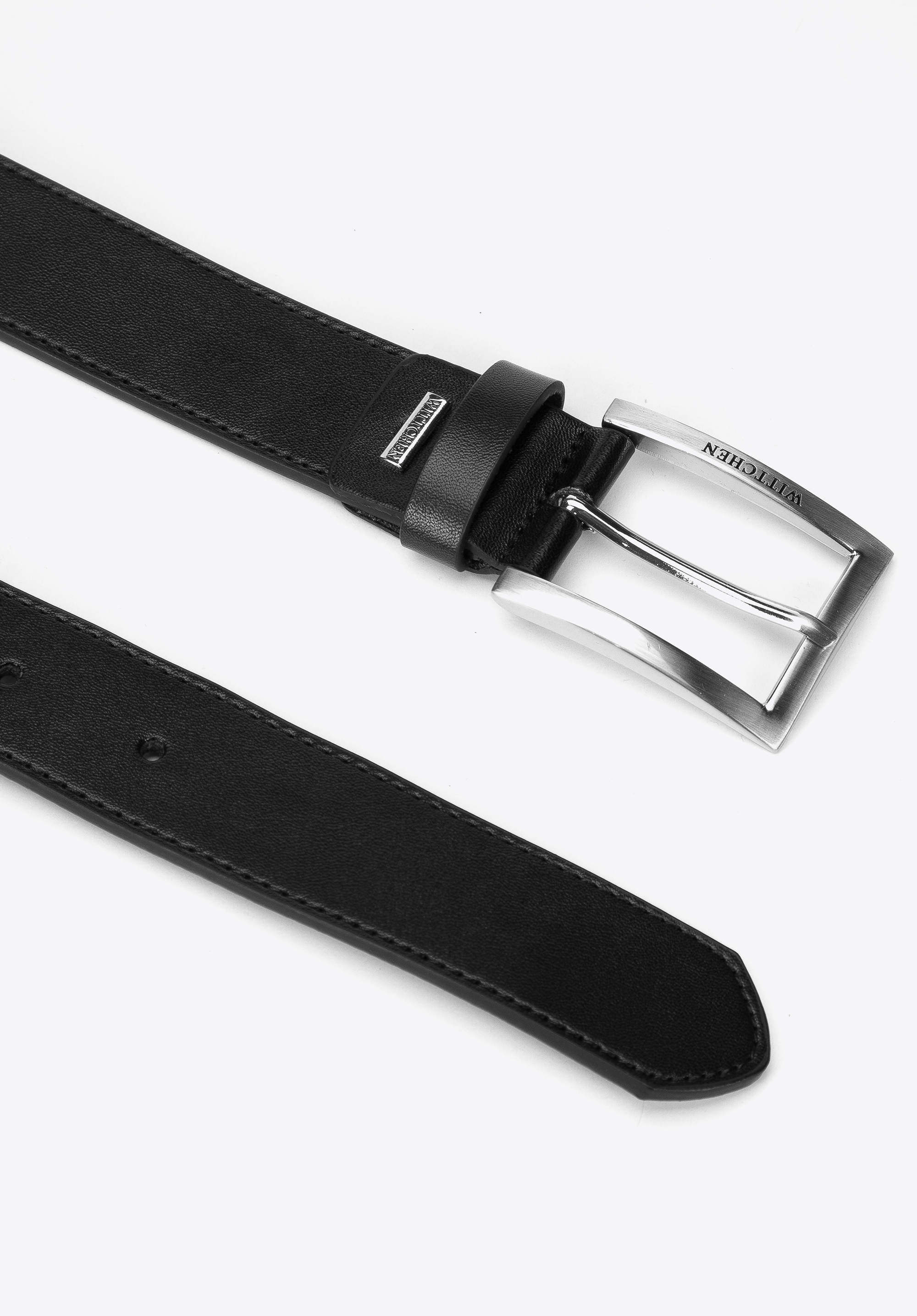 Męski pasek skórzany ze stębnowaniem klasyczny