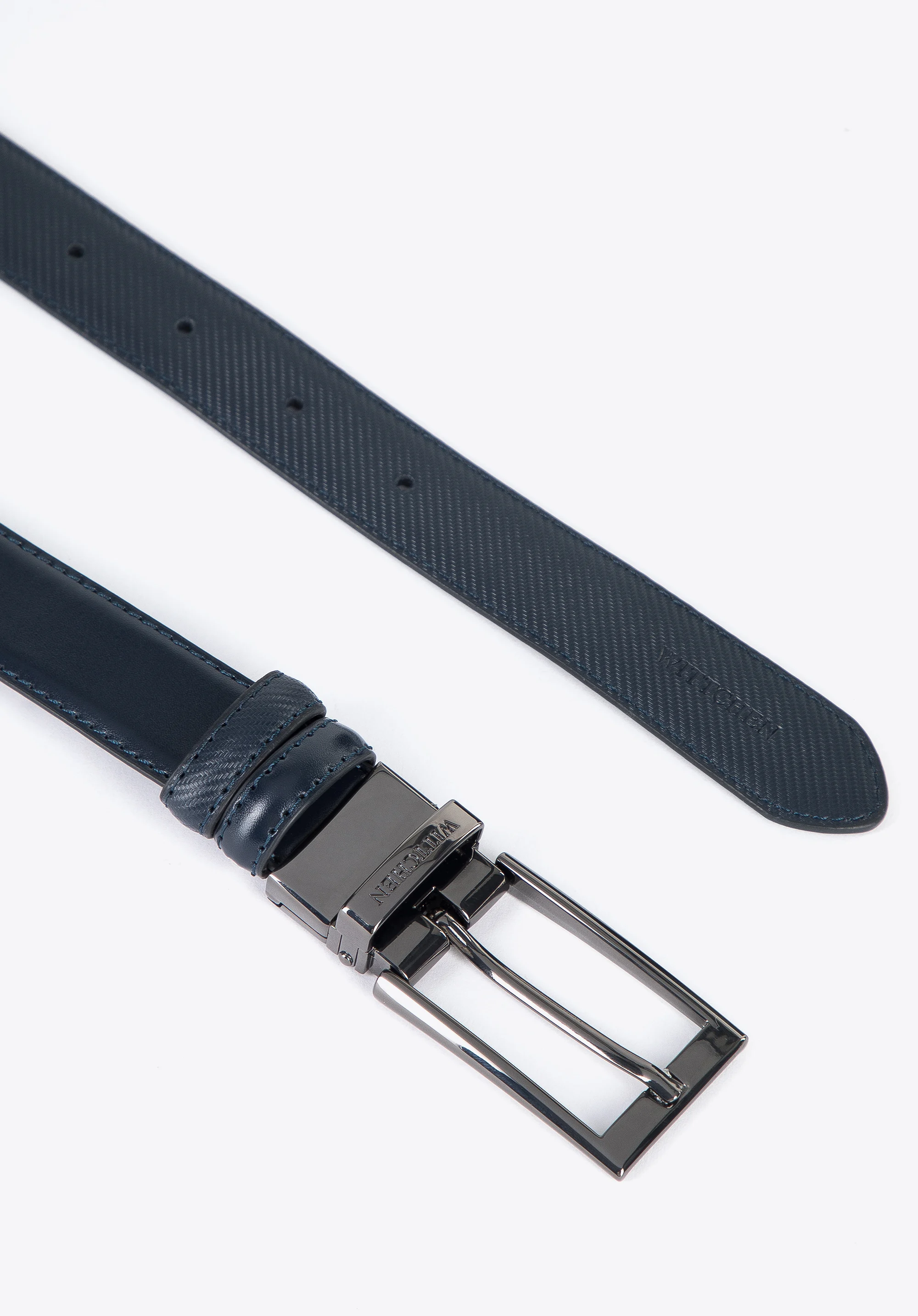 Męski pasek skórzany dwustronny wąski