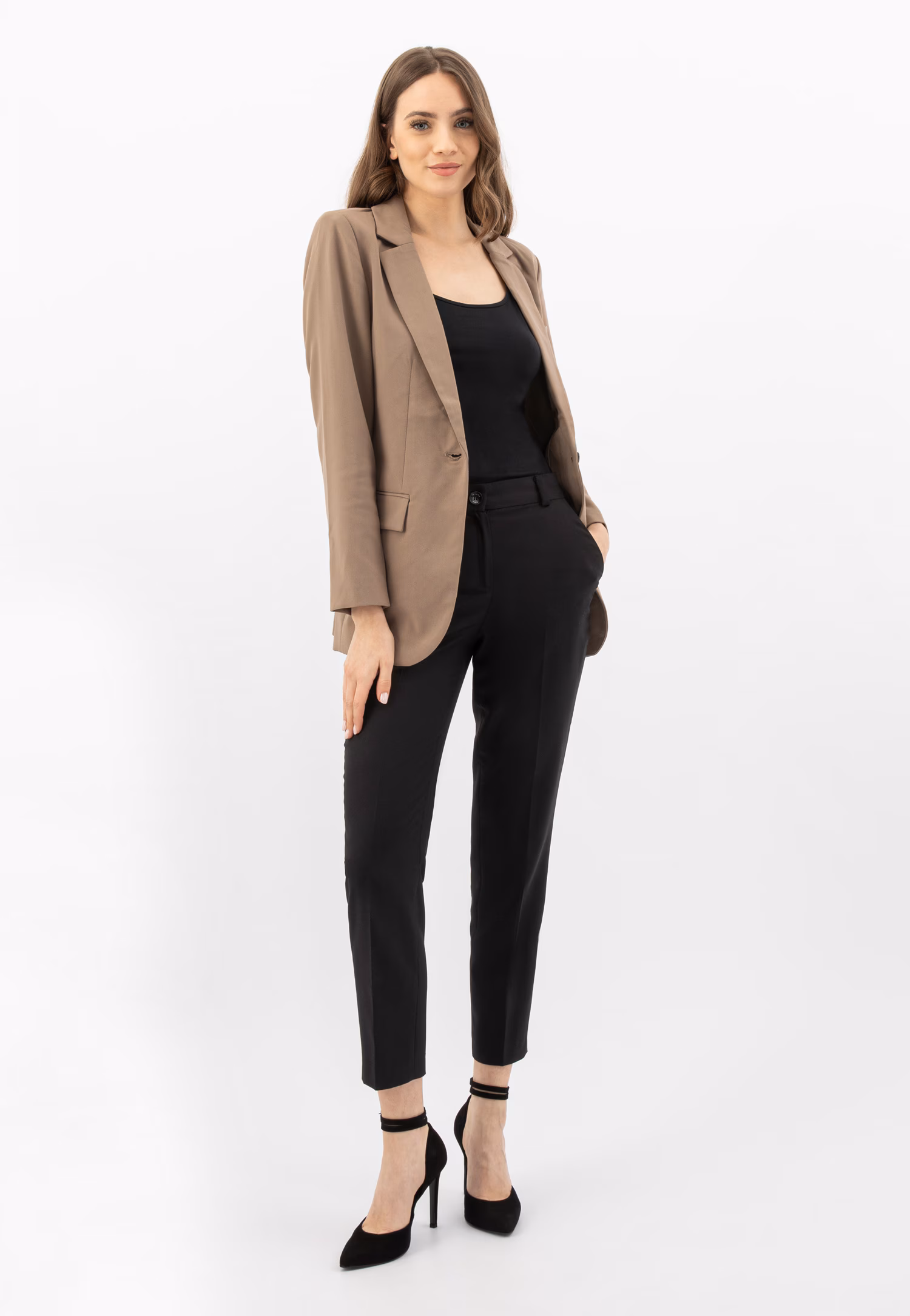 Czarne czółenka damskie z podwójnym zapięciem wokół kostki