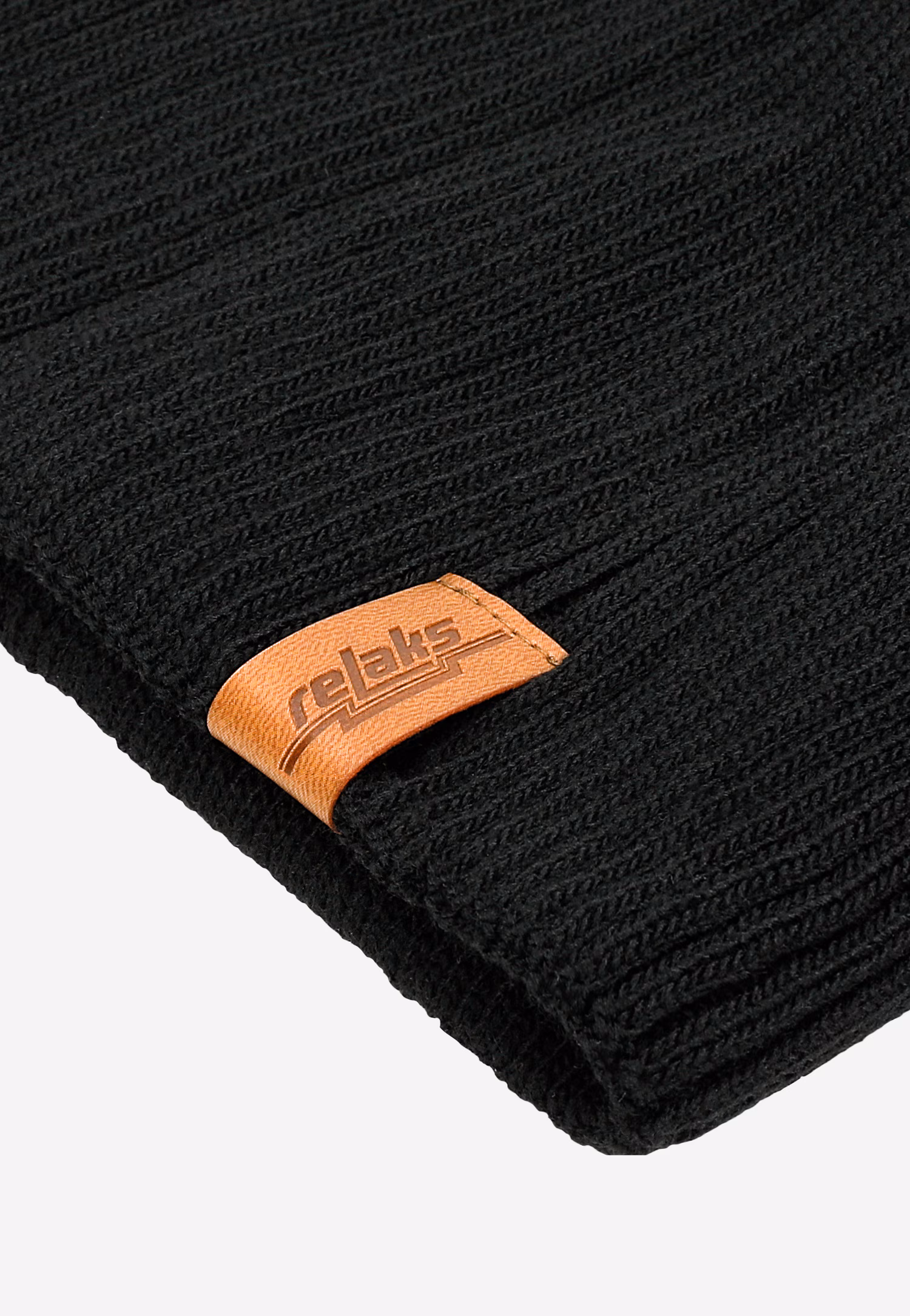 Długa czarna czapka męska RELAKS