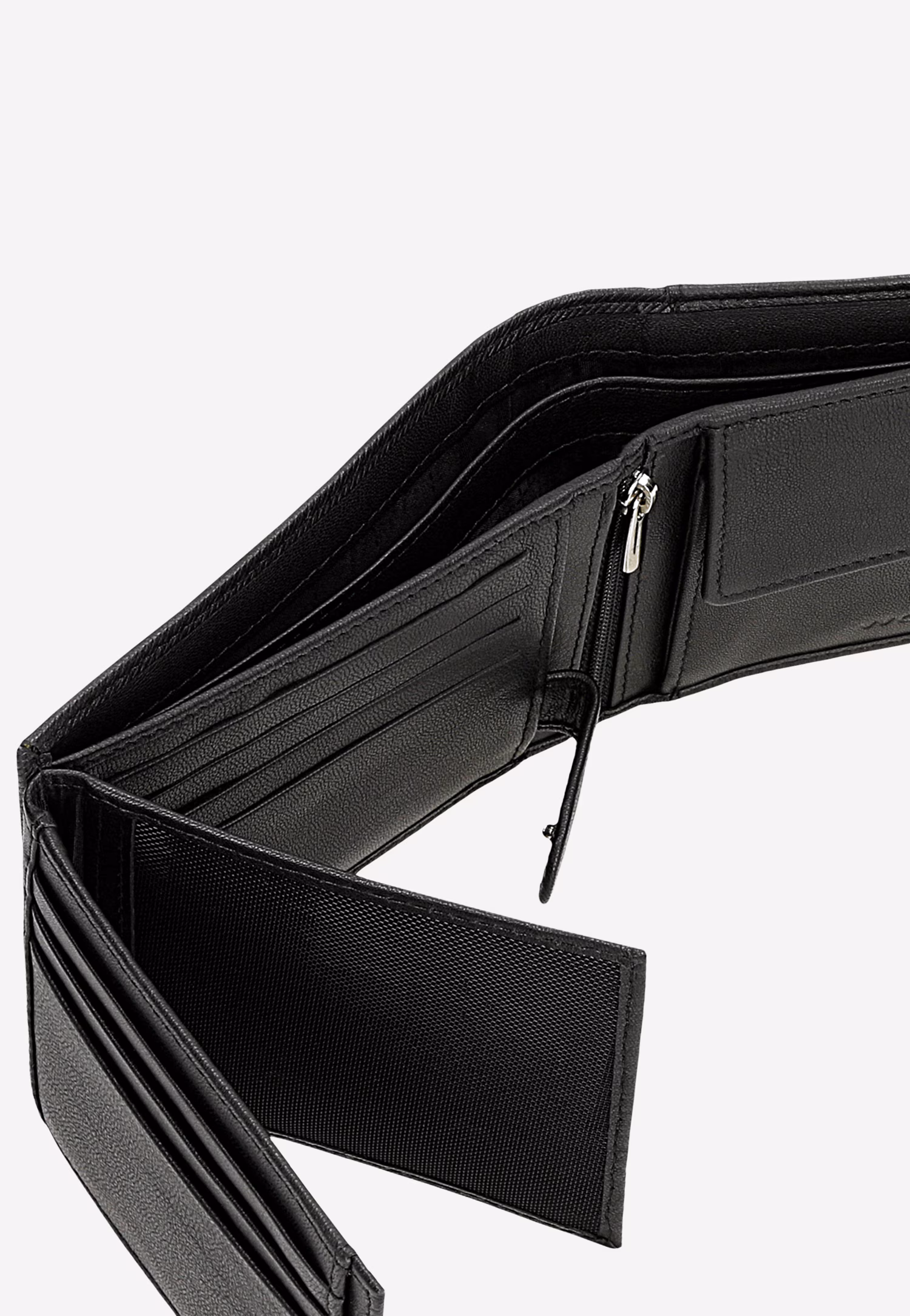 Czarny męski portfel z subtelnym wzorem