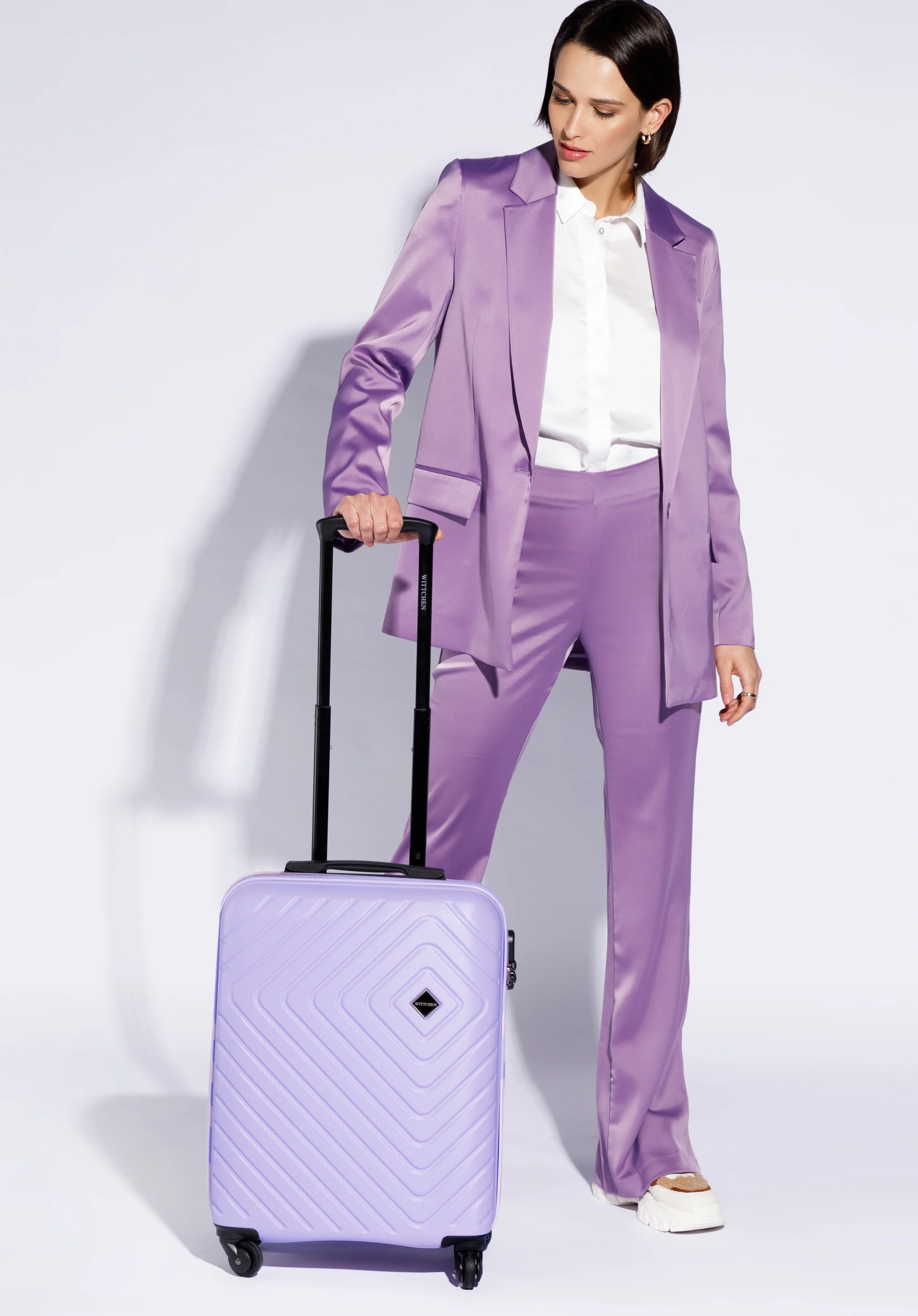 Walizka kabinowa z ABS-u z geometrycznym tłoczeniem