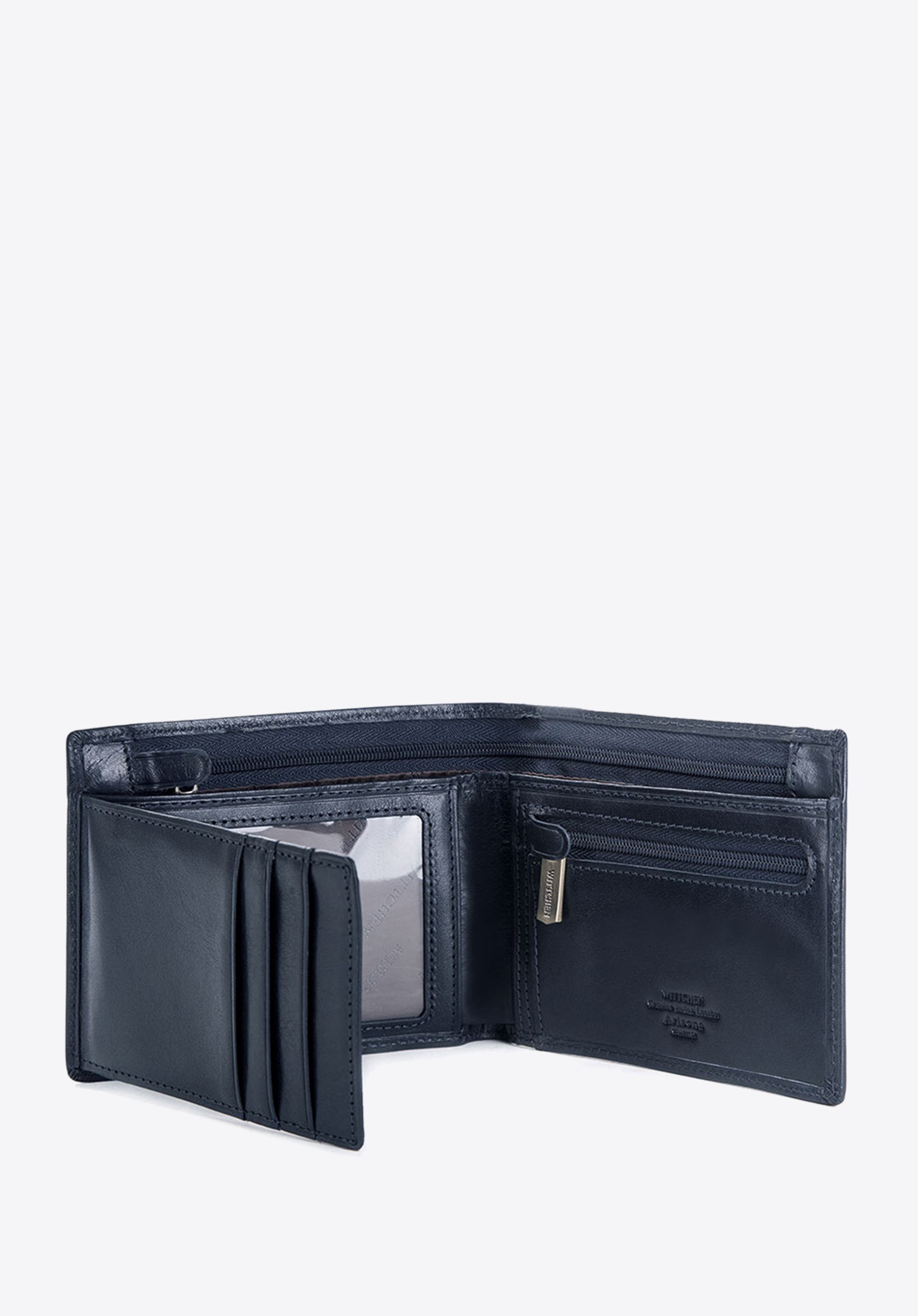 Męski portfel skórzany z dwoma suwakami